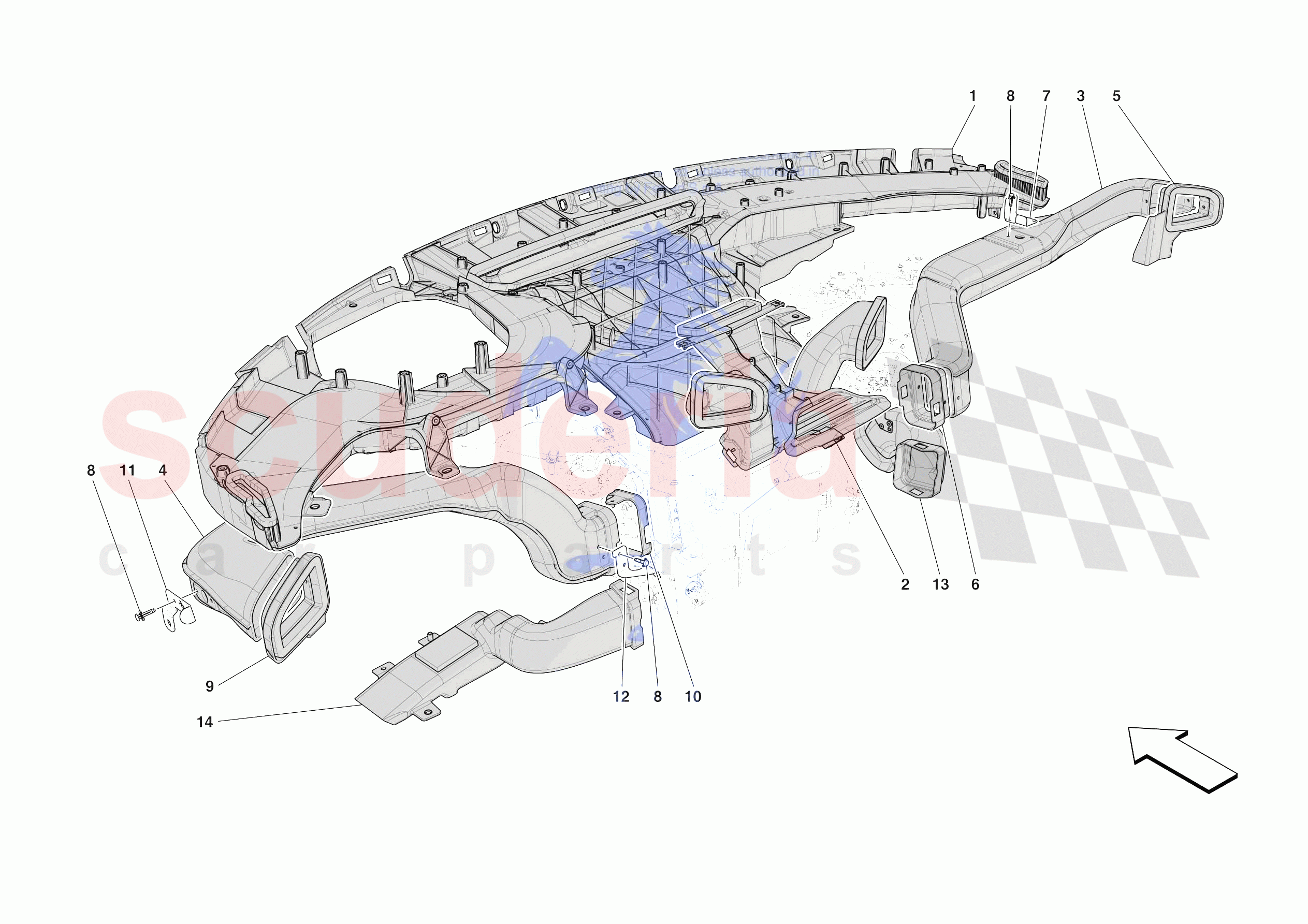 DASHBOARD - DUCTS -NOT FOR RHD- of Ferrari Ferrari Purosangue USA