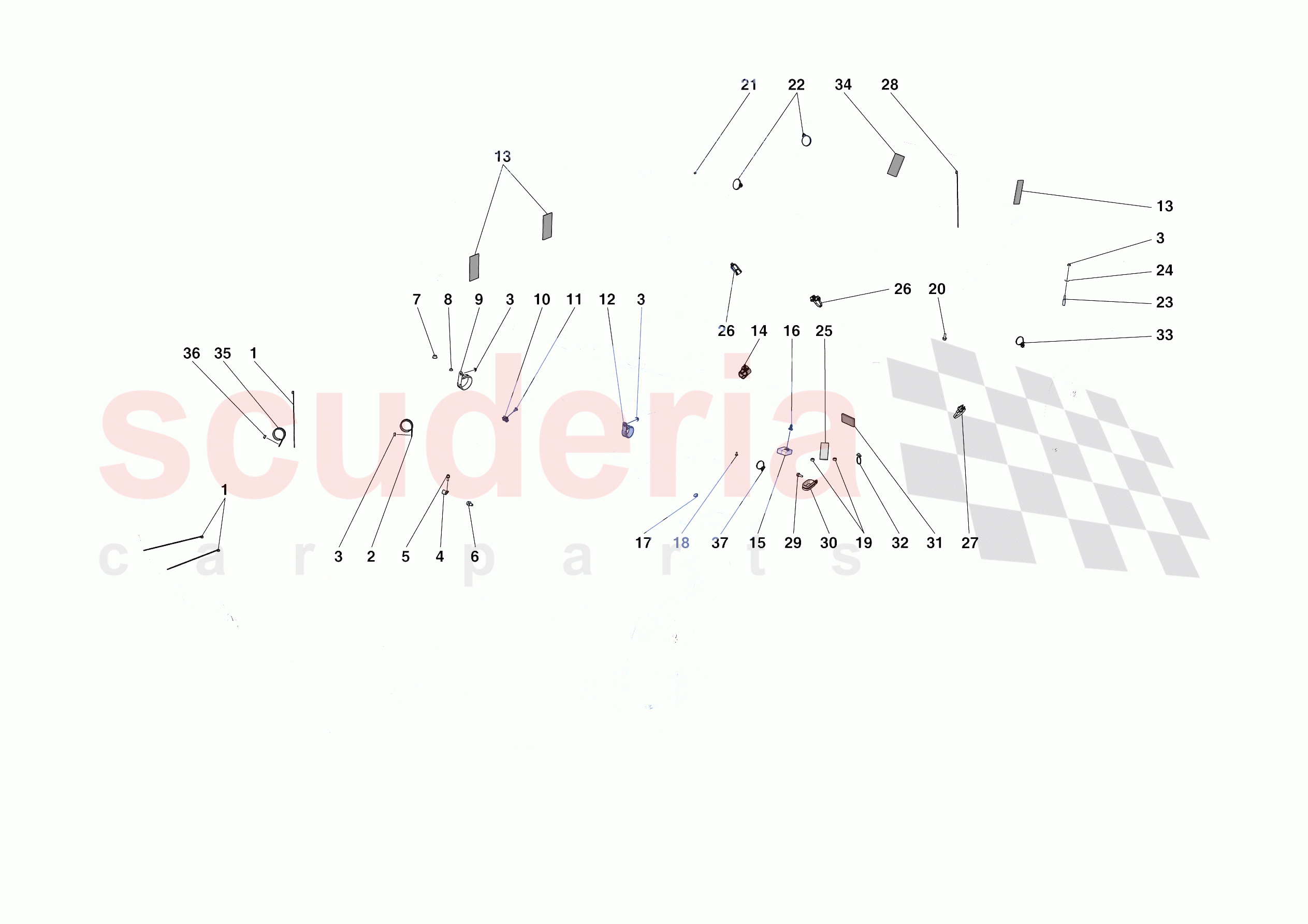 VARIOUS FASTENINGS FOR THE ELECTRICAL SYSTEM of Ferrari Ferrari Roma Europe