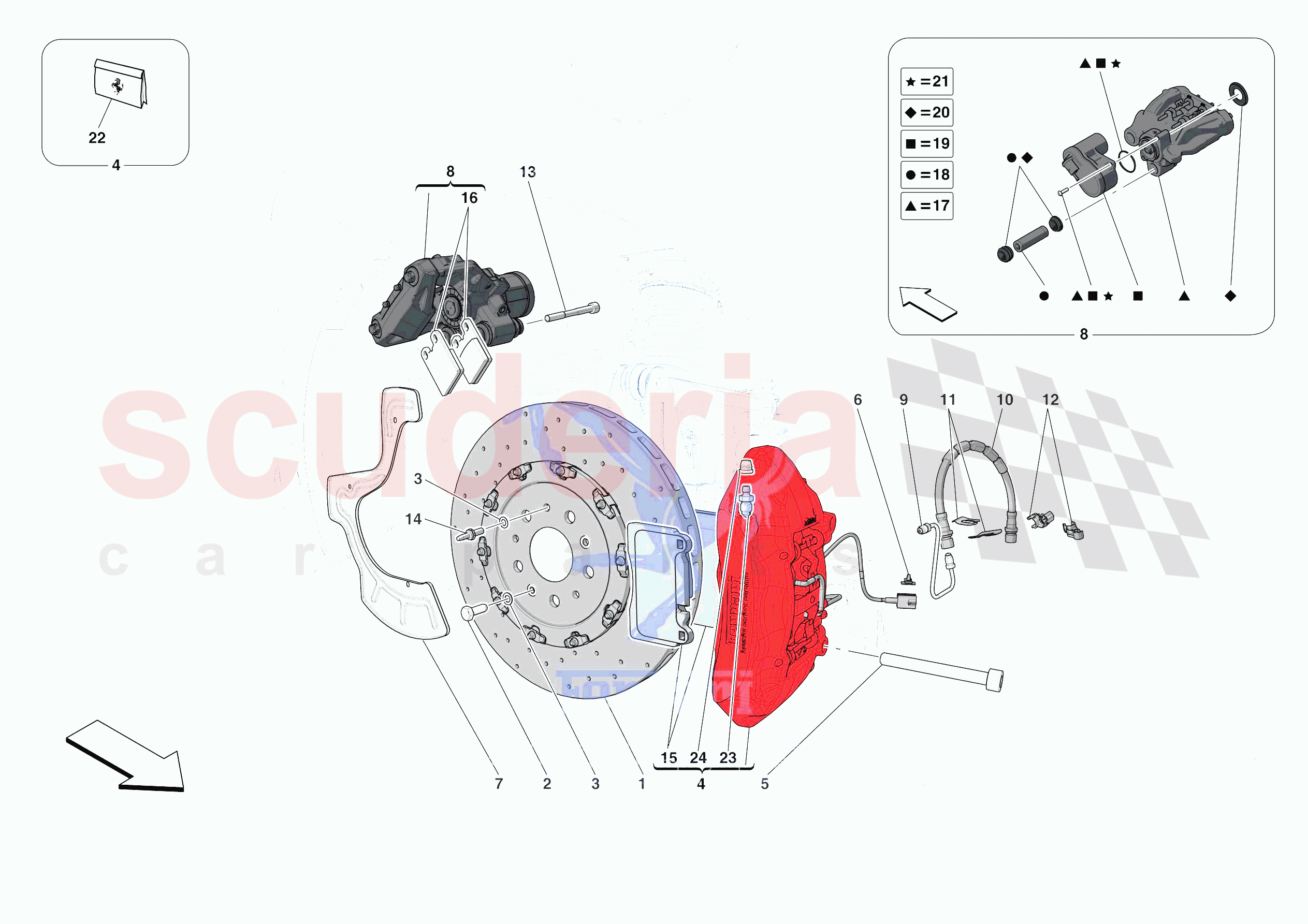 REAR SUSPENSION - CALLIPERS AND DISCS of Ferrari Ferrari Roma Europe RH
