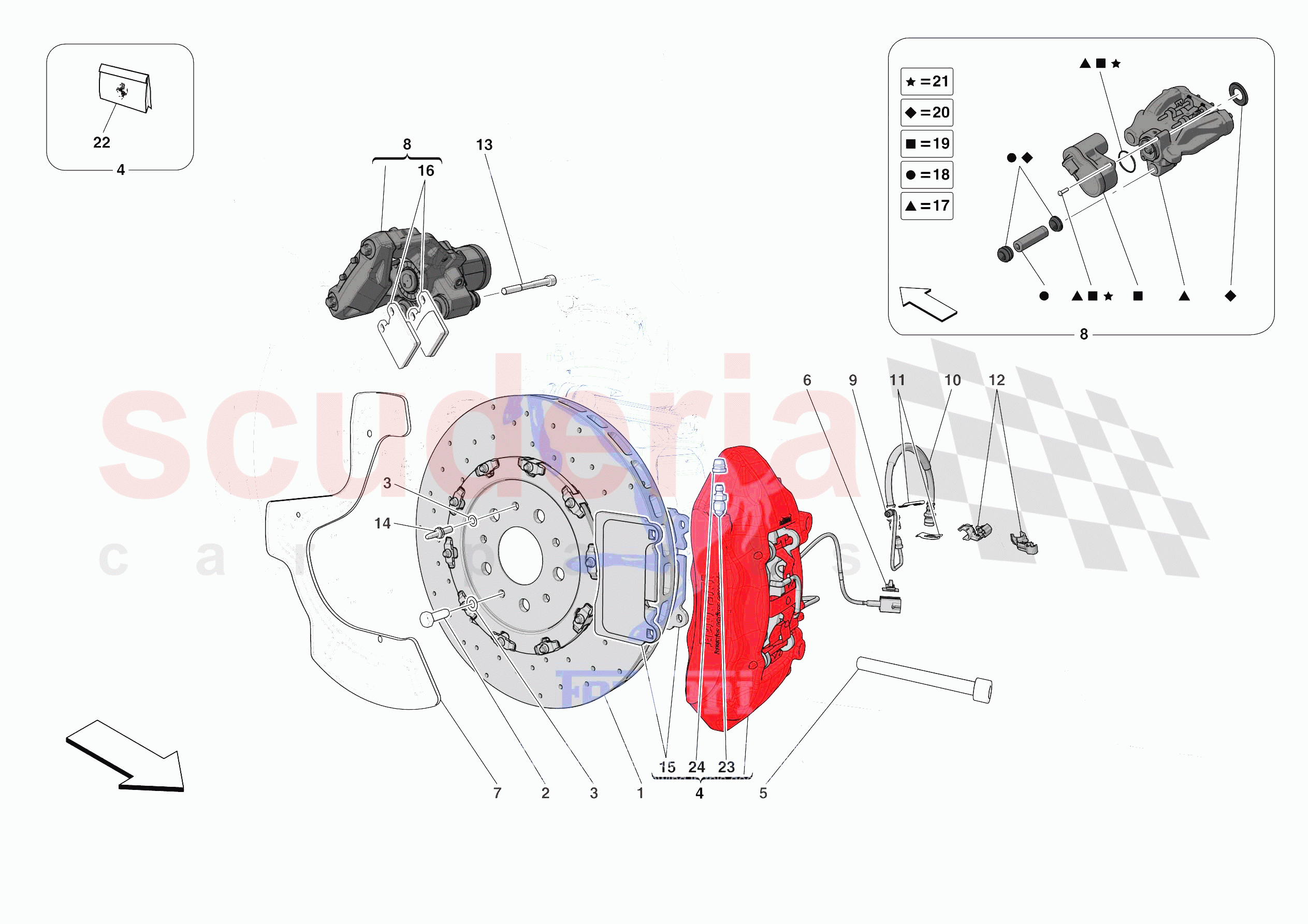 REAR SUSPENSION - CALLIPERS AND DISCS of Ferrari Ferrari Roma Spider Europe