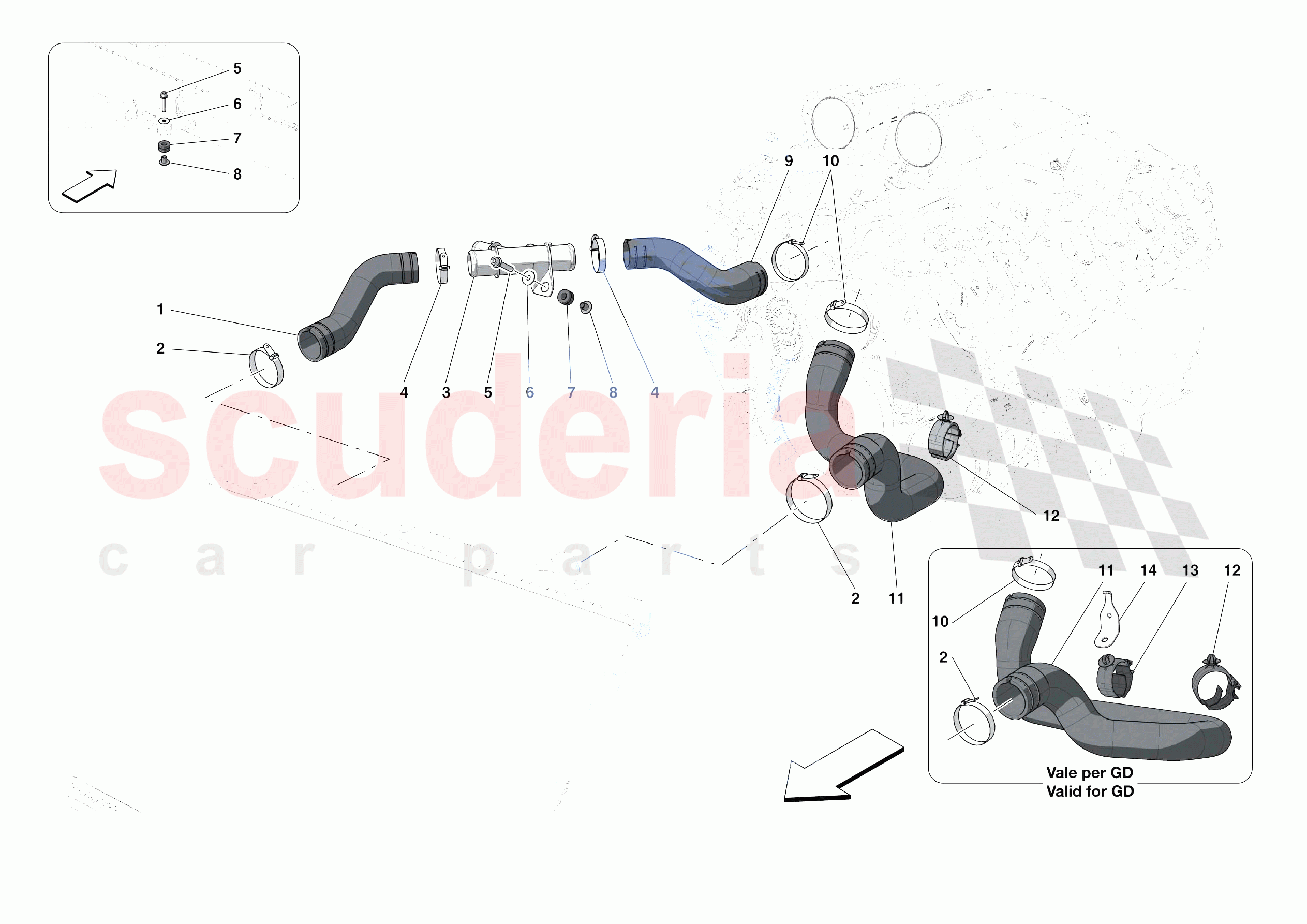 COOLING SYSTEM PIPES of Ferrari Ferrari Roma Spider Europe RH