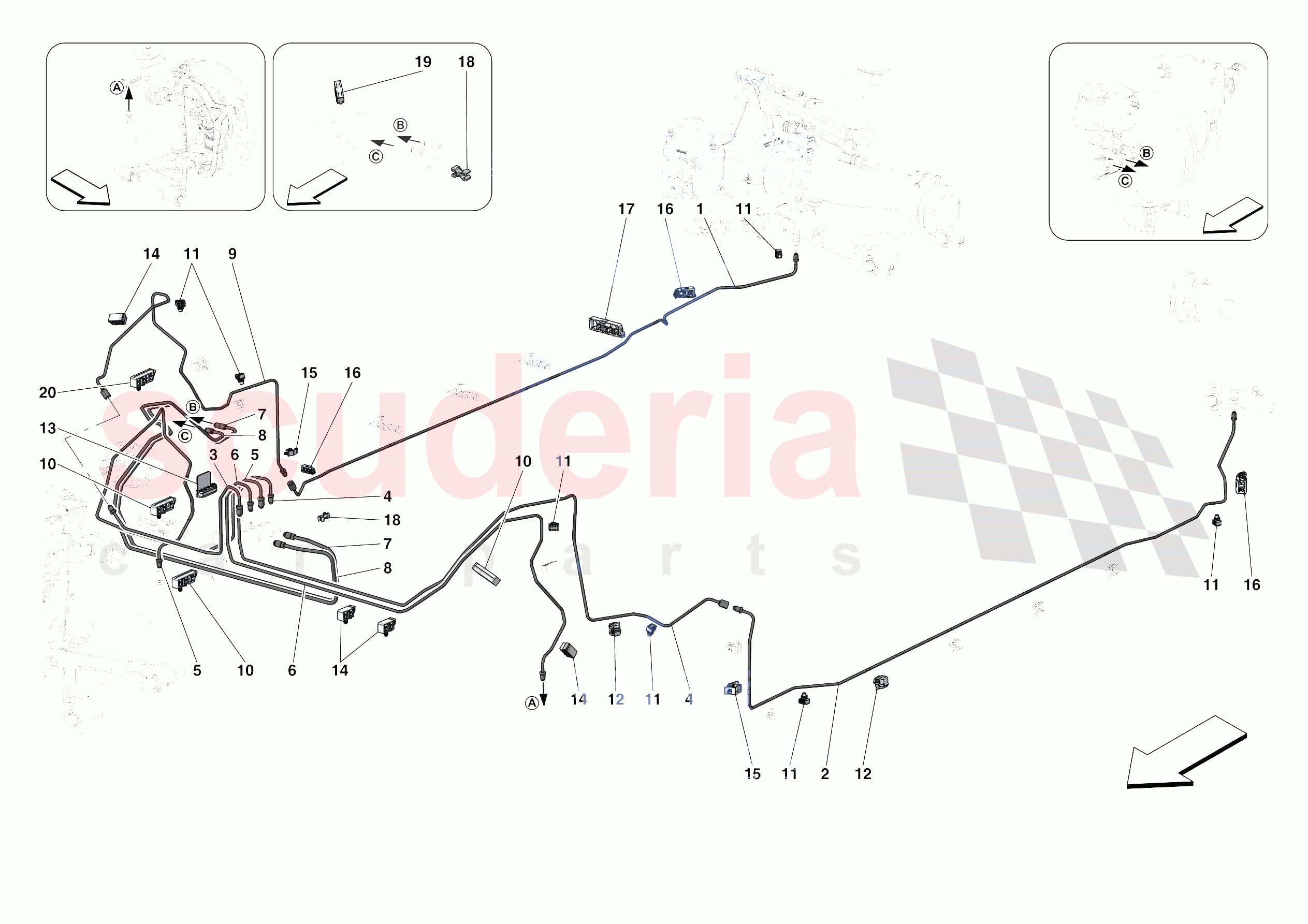 HYDRAULIC BRAKE CONTROL PIPES -APPLICABLE FOR RHD- of Ferrari Ferrari Roma Spider Europe RH