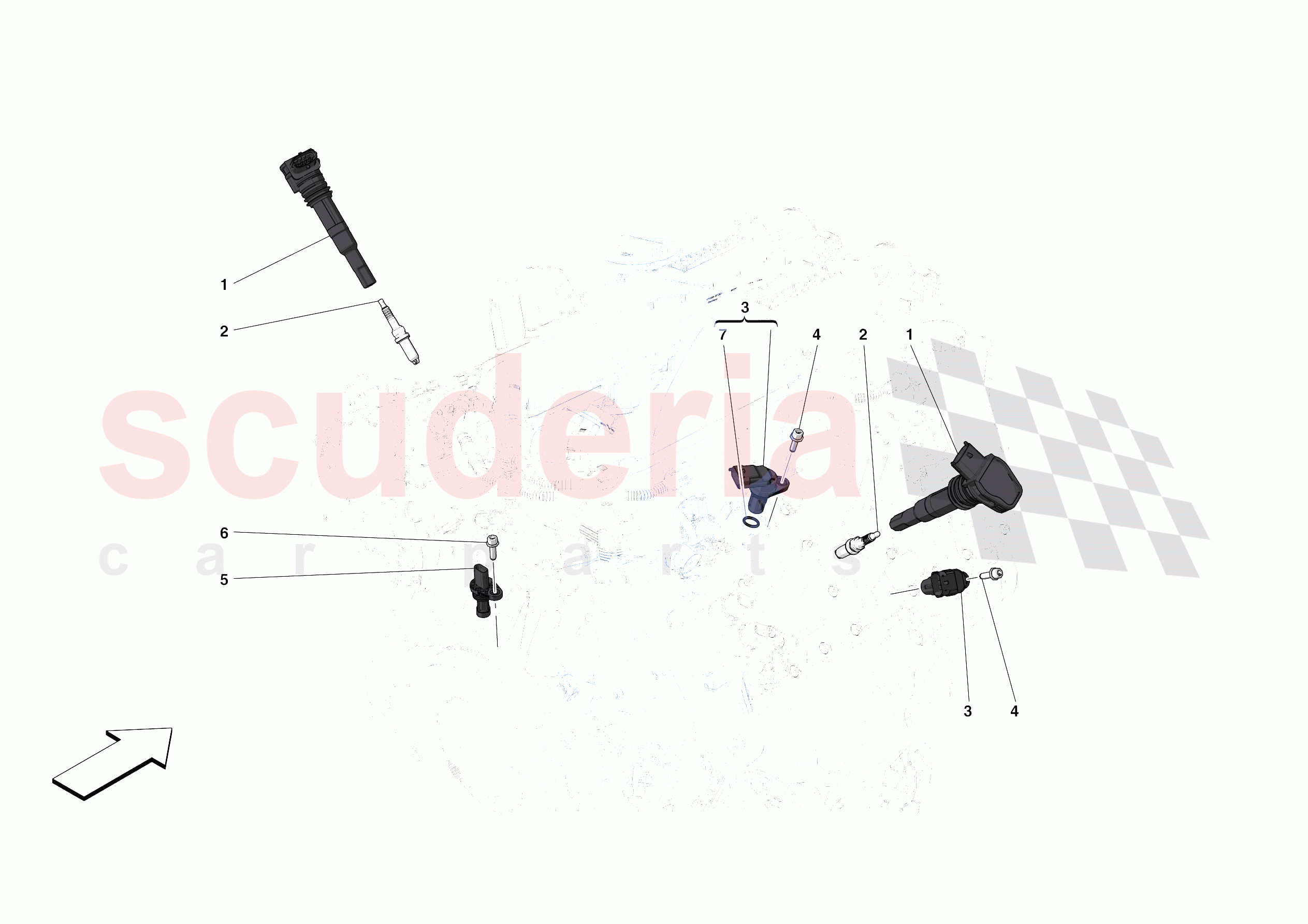 IGNITION COIL, SPARK PLUGS AND SENSORS of Ferrari Ferrari Roma Spider USA