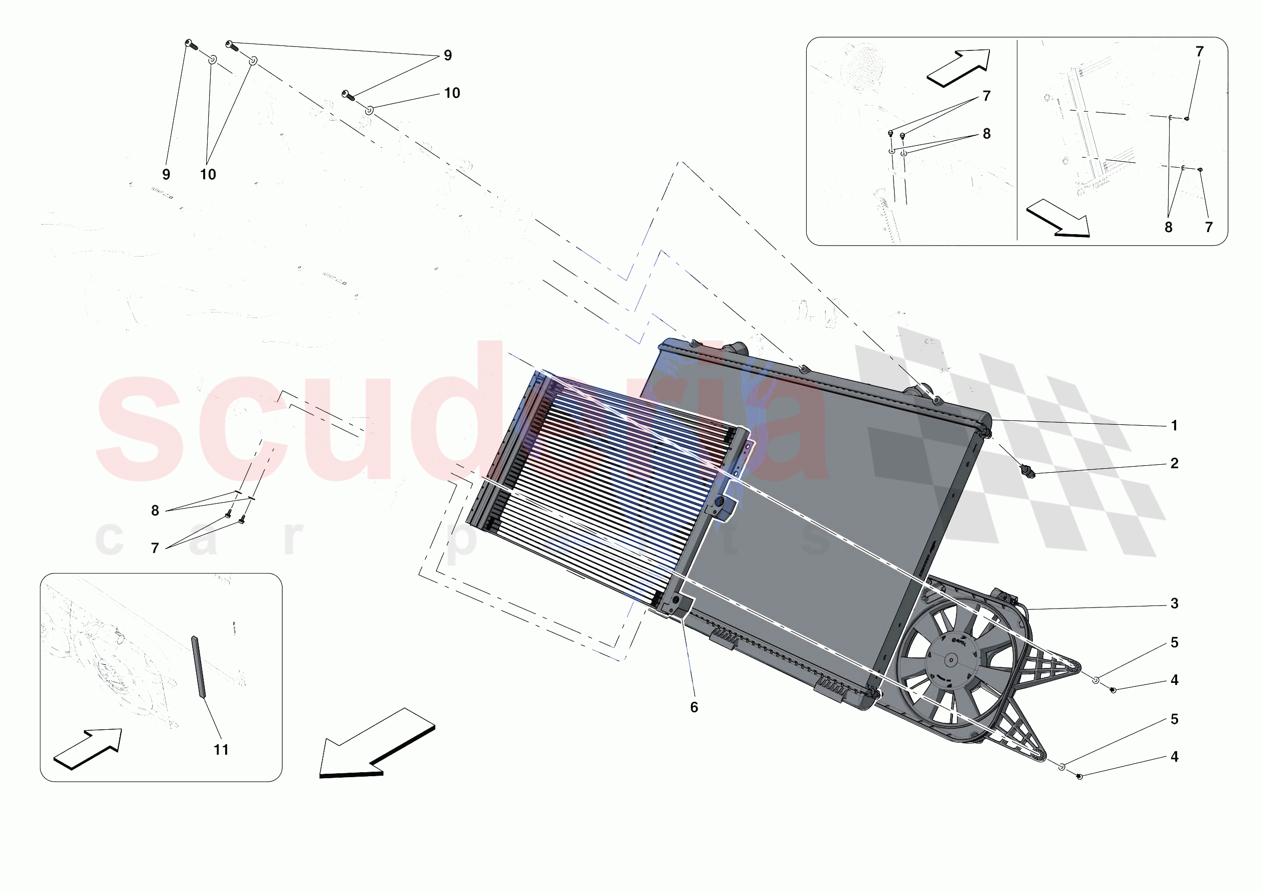 ENGINE COOLING SYSTEM RADIATORS of Ferrari Ferrari Roma Spider USA