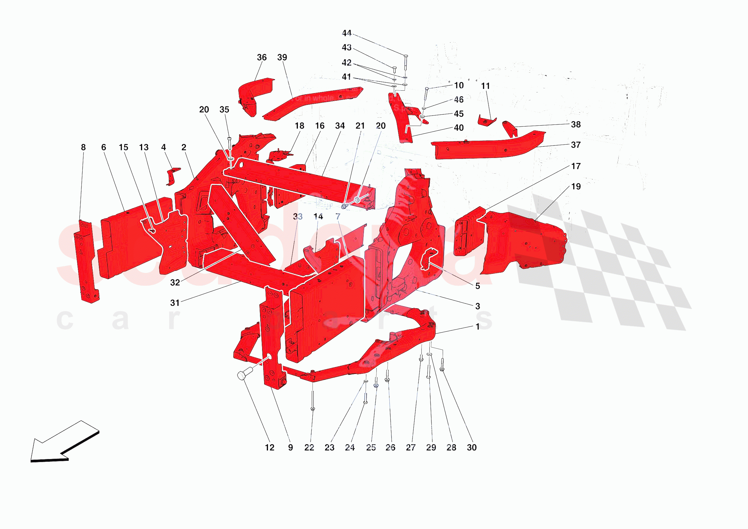 STRUCTURES AND ELEMENTS, FRONT OF VEHICLE of Ferrari Ferrari Roma Spider USA