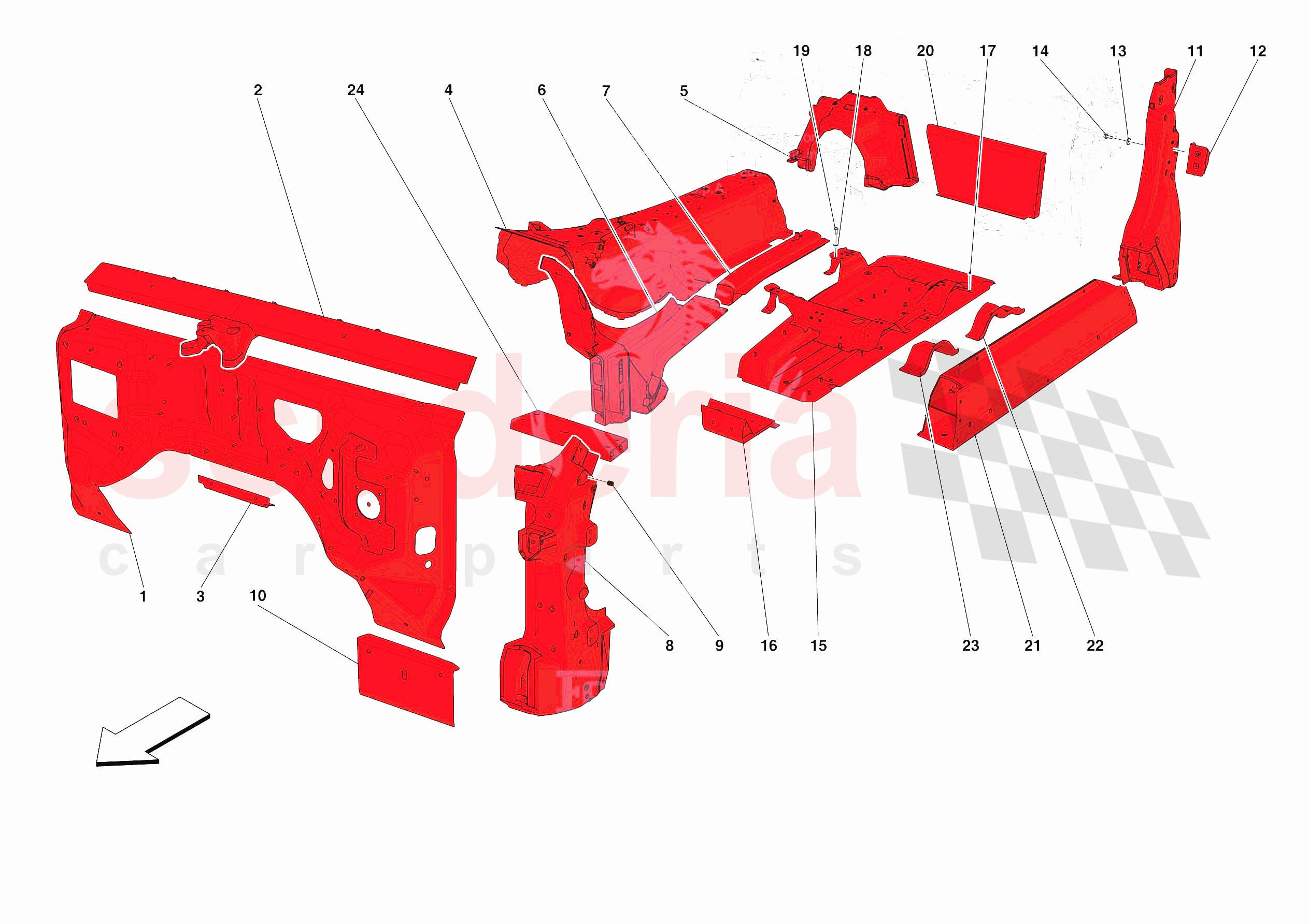 STRUCTURES AND ELEMENTS, CENTRE OF VEHICLE of Ferrari Ferrari Roma USA