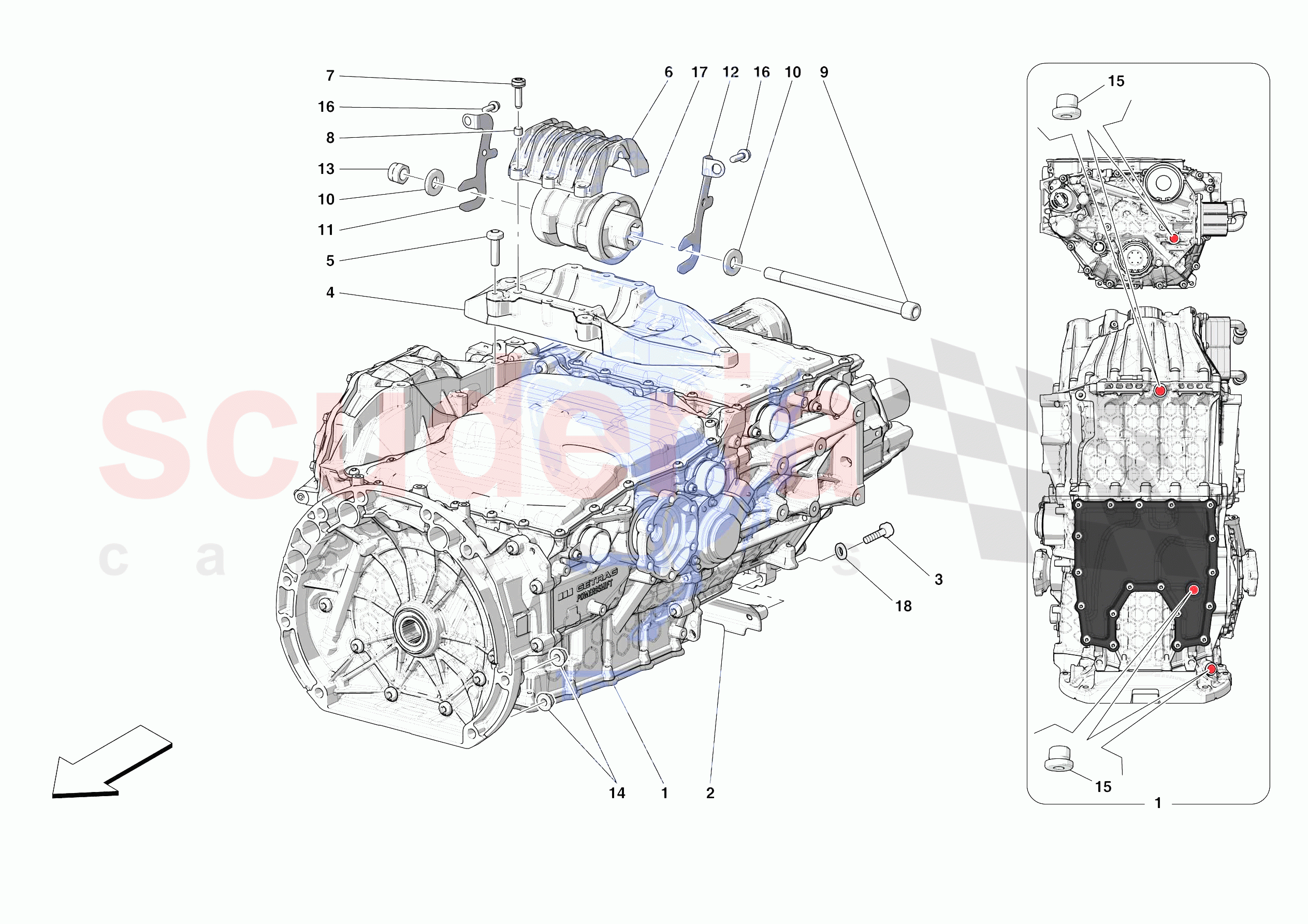 GEARBOX AND FASTENERS of Ferrari Ferrari SF90 Spider Europe