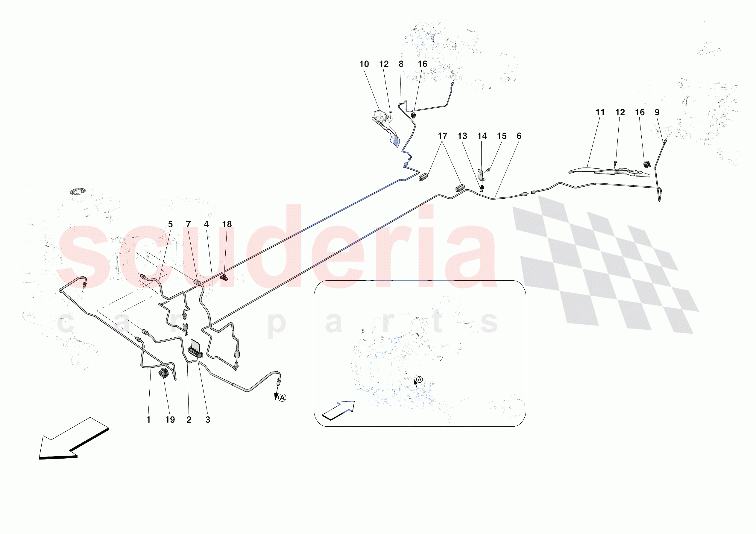 HYDRAULIC BRAKE CONTROL PIPES -NOT FOR RHD- of Ferrari Ferrari SF90 Spider Europe