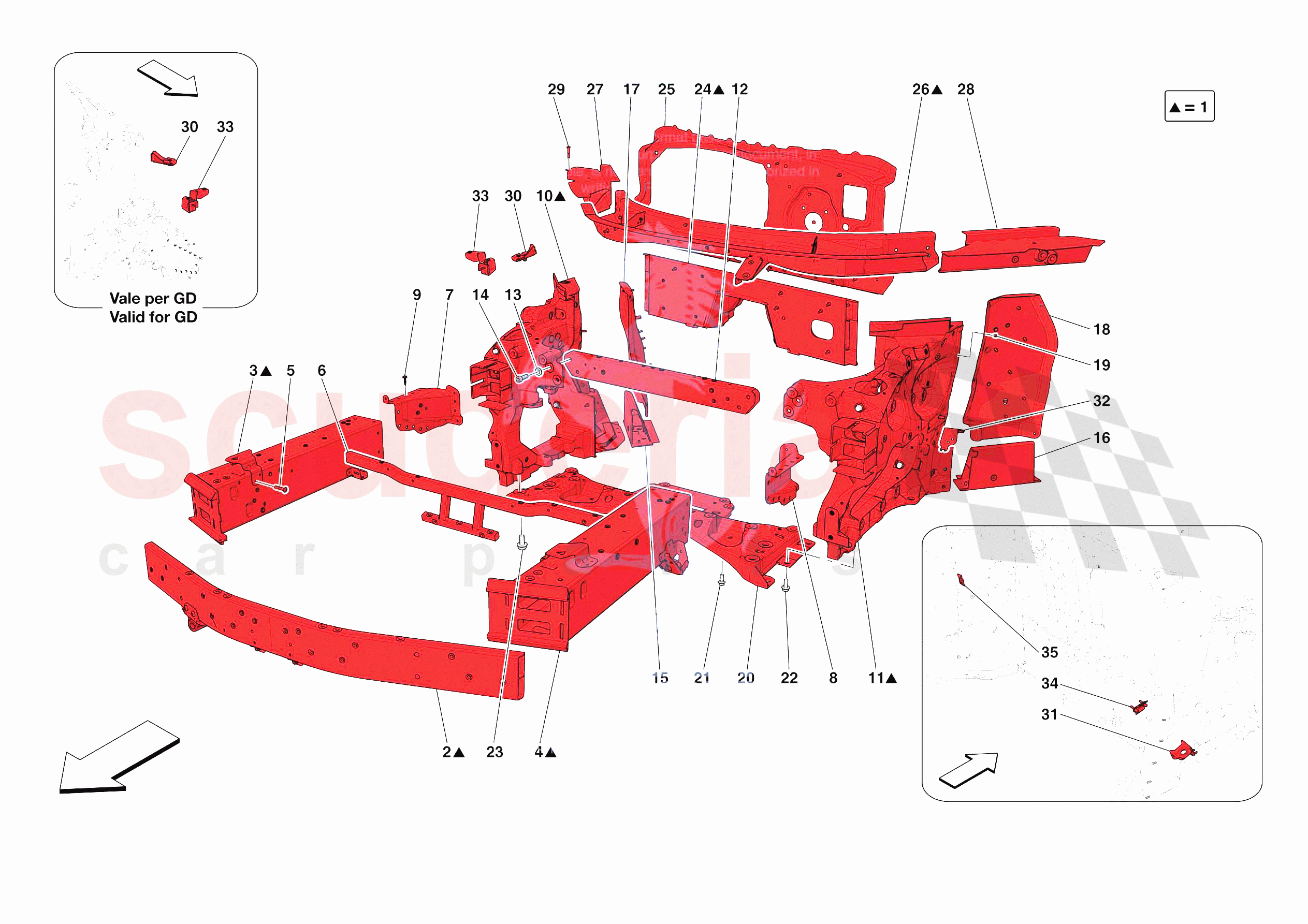 STRUCTURES AND ELEMENTS, FRONT OF VEHICLE of Ferrari Ferrari SF90 Spider Europe