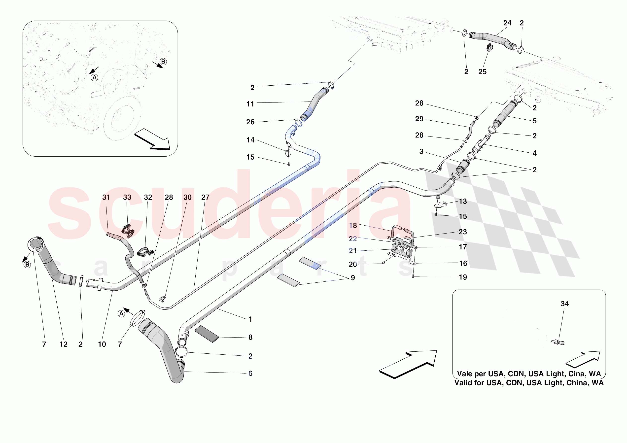 COOLING SYSTEM PIPES of Ferrari Ferrari SF90 Spider USA