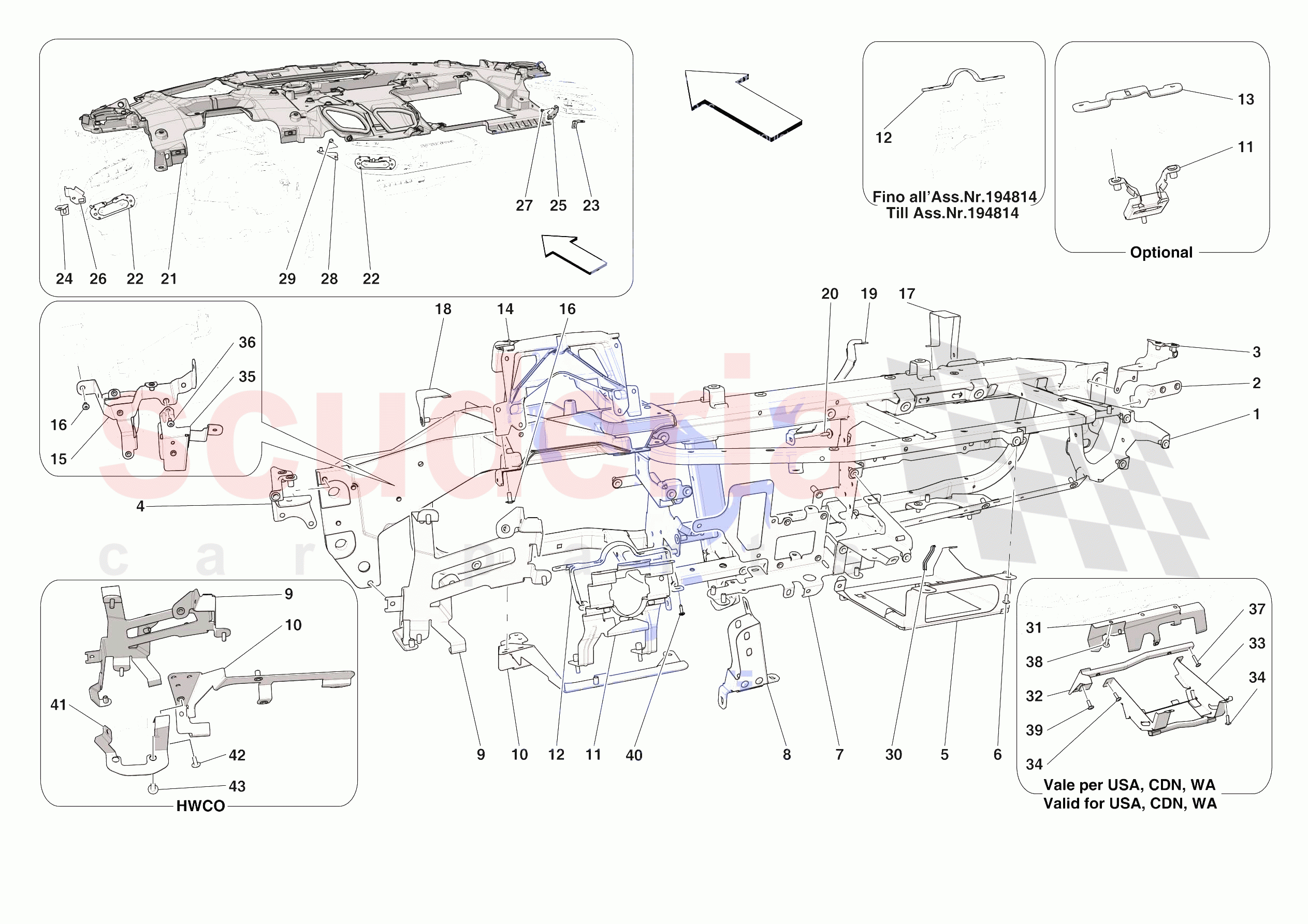 DASHBOARD - SUBSTRUCTURE -NOT FOR RHD- of Ferrari Ferrari SF90 Spider USA