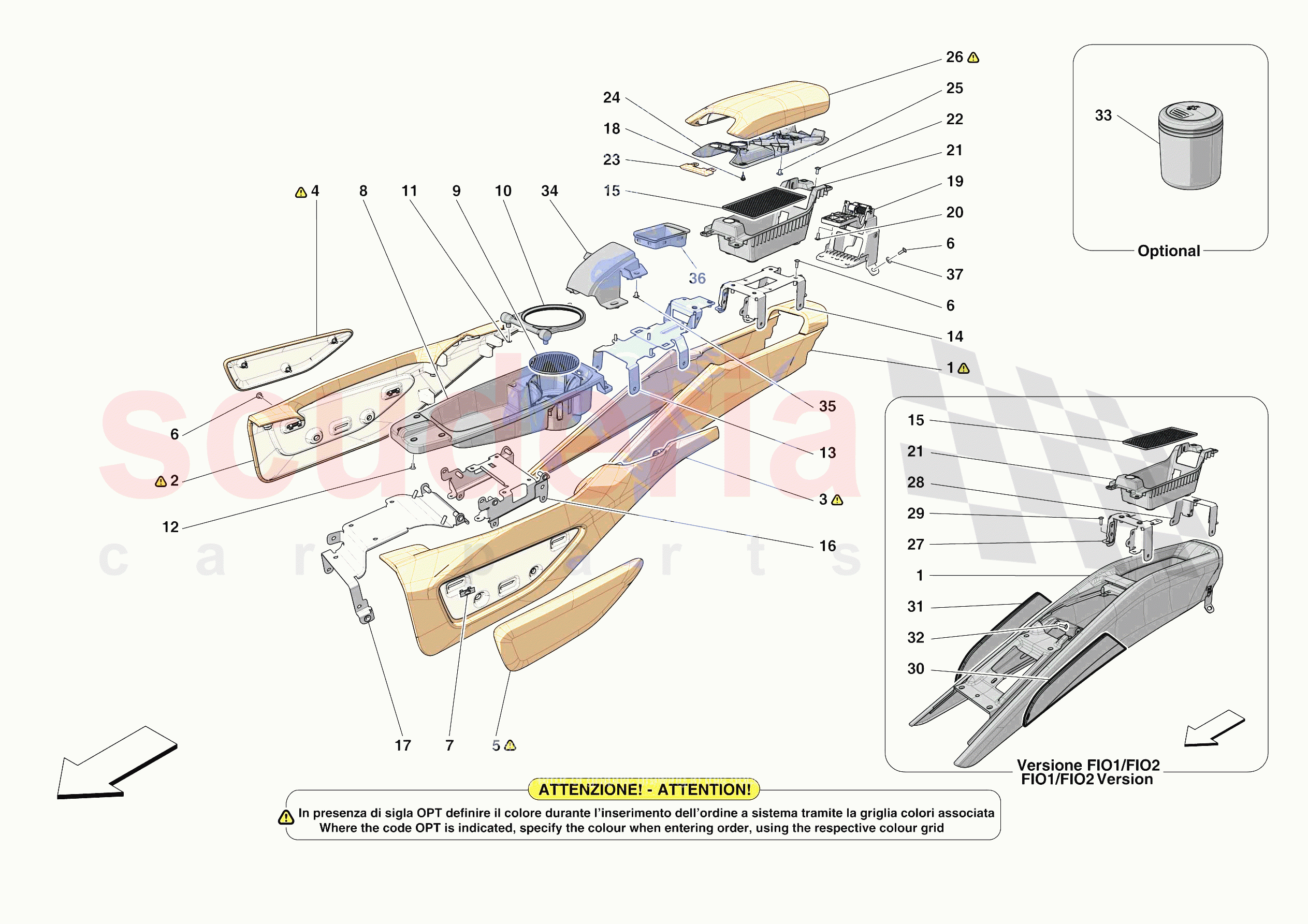 CENTRE TUNNEL AND CONSOLE of Ferrari Ferrari SF90 Spider USA