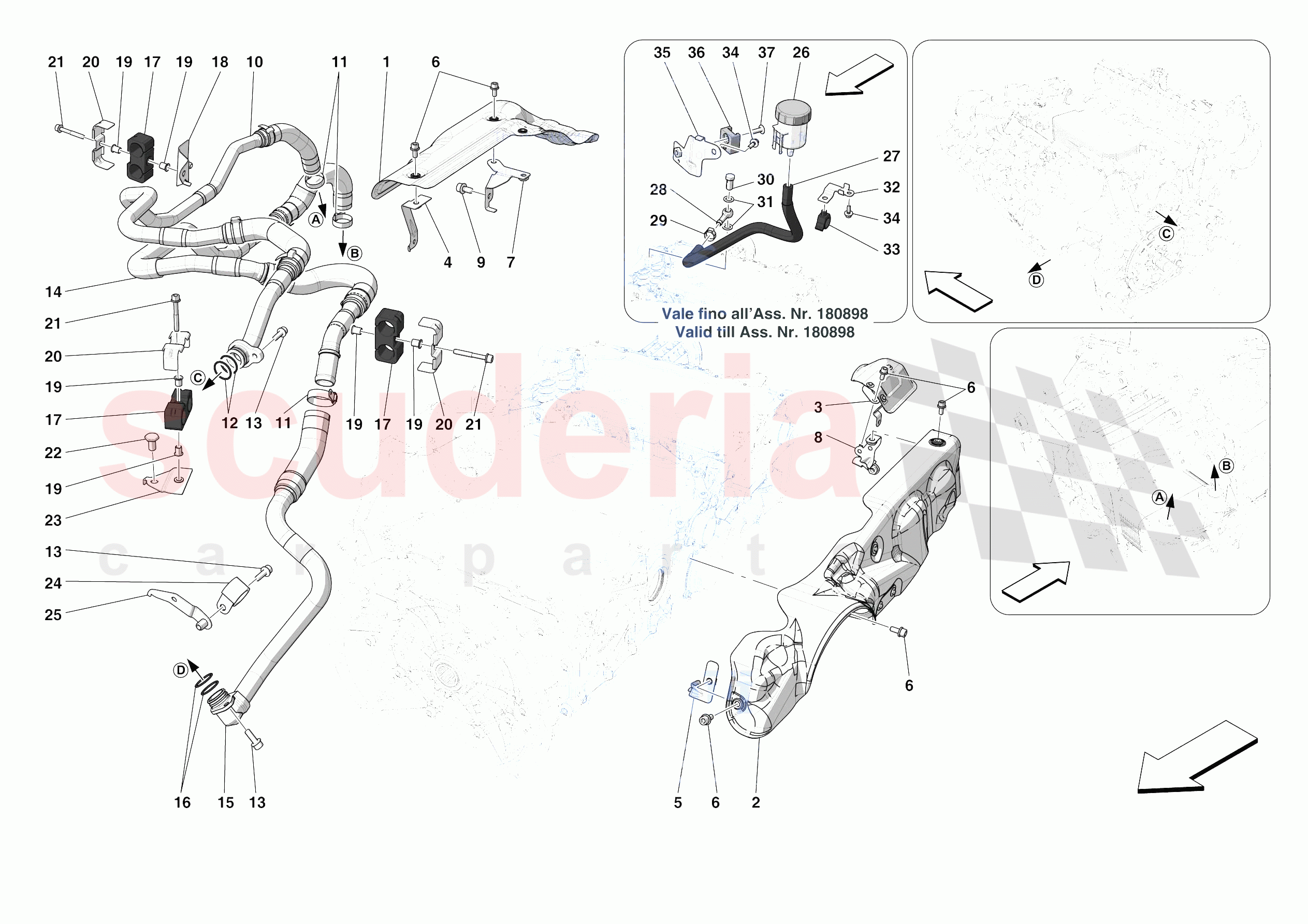 GEARBOX OIL HEAT EXCHANGER AND PIPES - HEAT EXCHANGER AND REAR PIPES of Ferrari Ferrari SF90 Stradale Europe RH