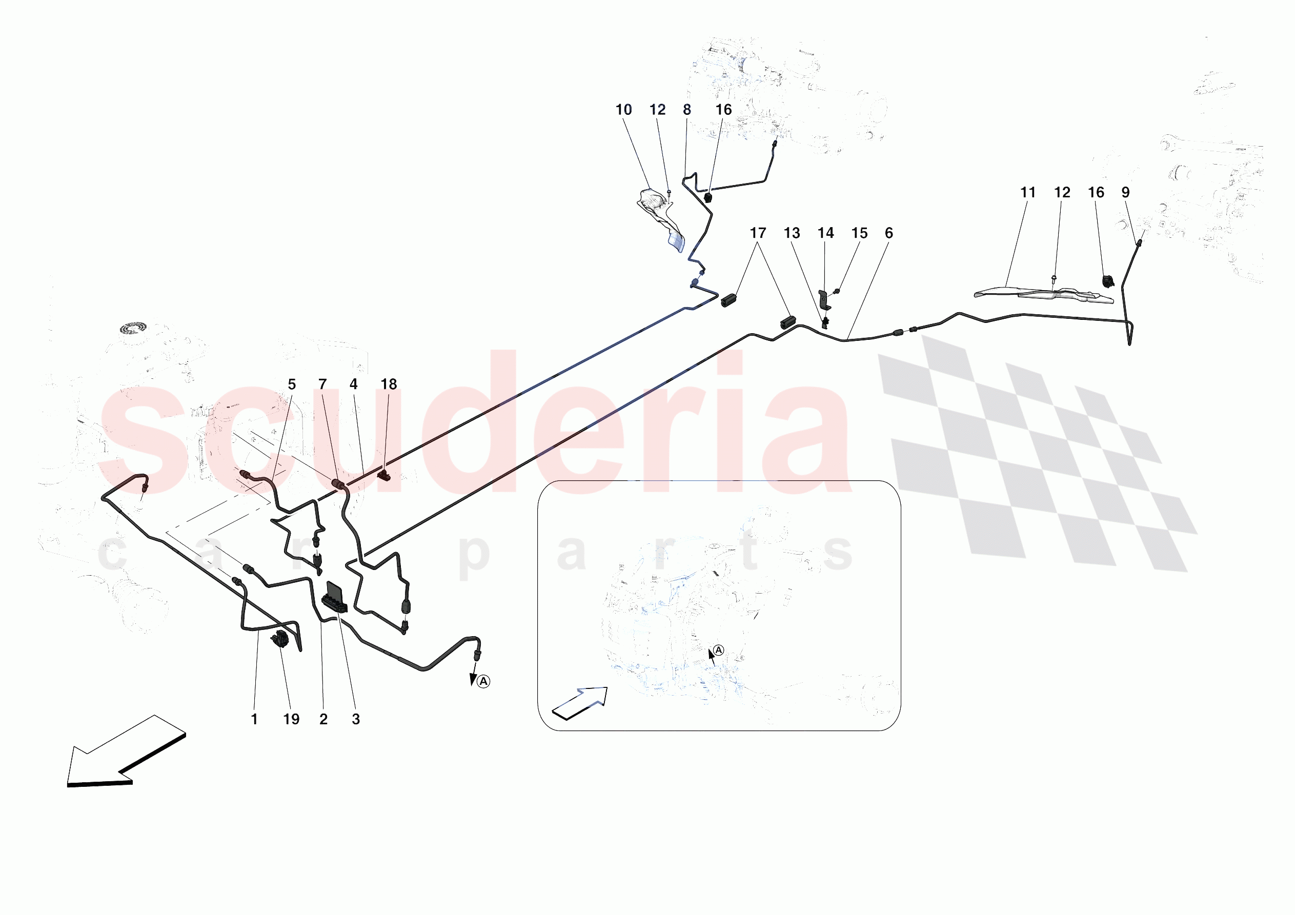 HYDRAULIC BRAKE CONTROL PIPES -NOT FOR RHD- of Ferrari Ferrari SF90 Stradale USA