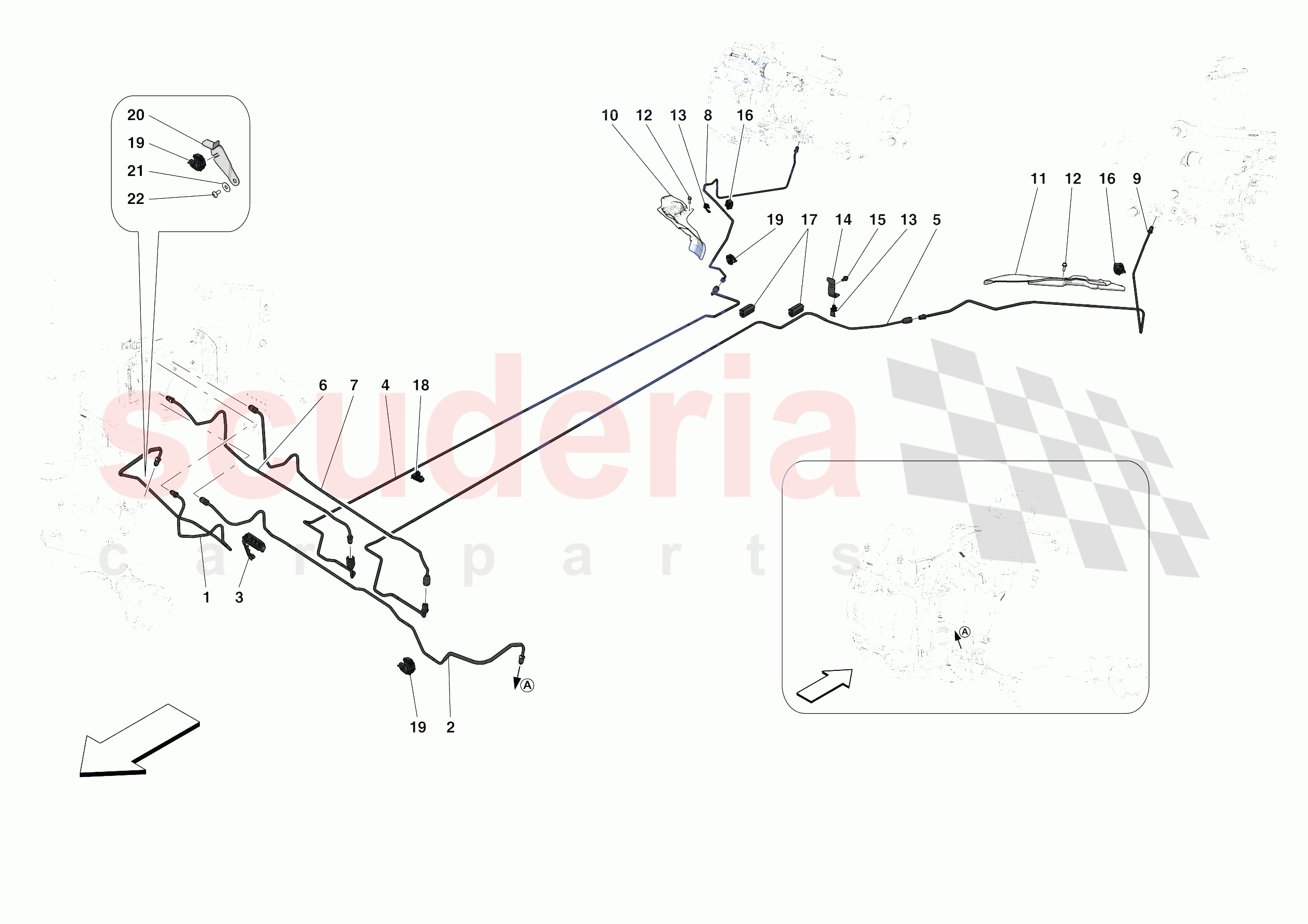 HYDRAULIC BRAKE CONTROL PIPES -APPLICABLE FOR RHD- of Ferrari Ferrari SF90 Stradale USA