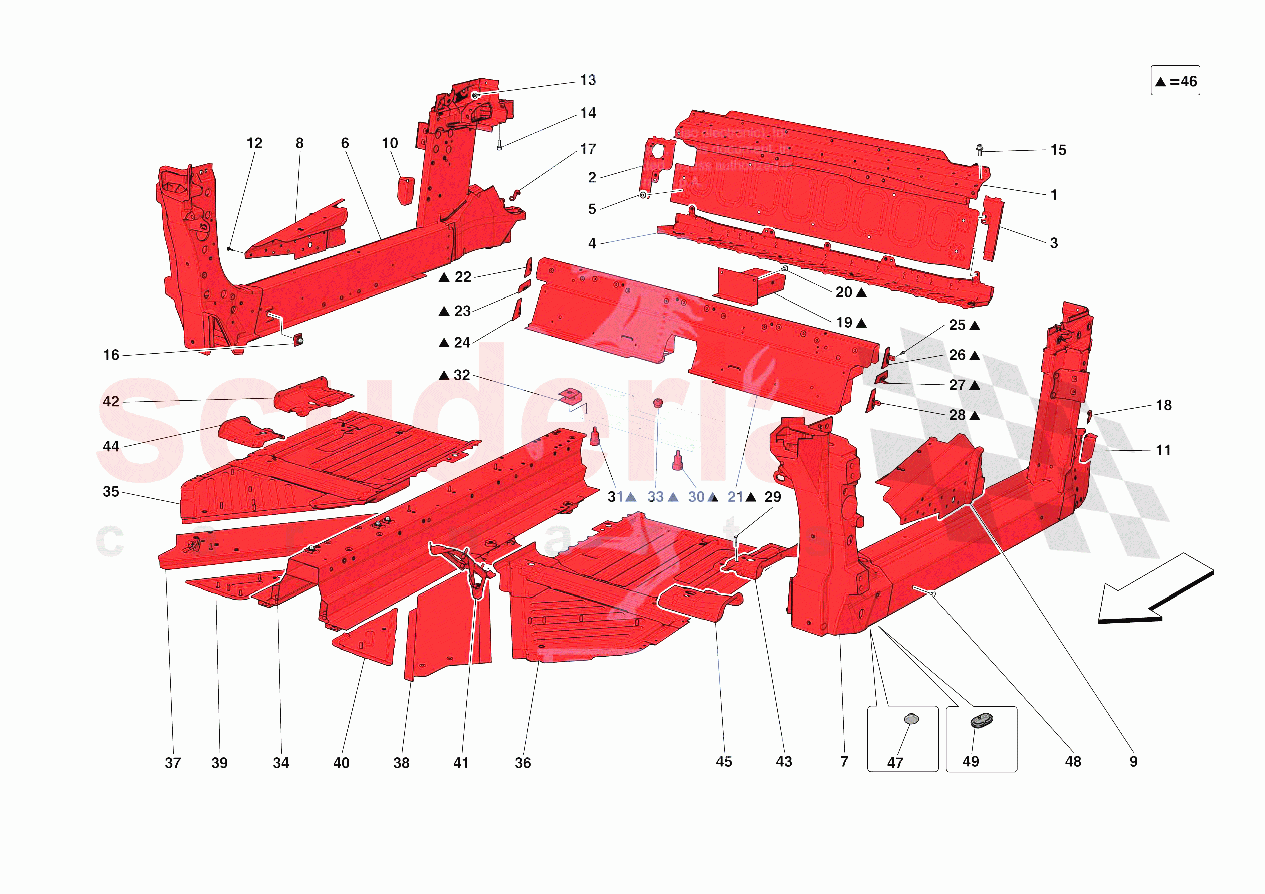 STRUCTURES AND ELEMENTS, CENTRE OF VEHICLE of Ferrari Ferrari SF90 Stradale USA