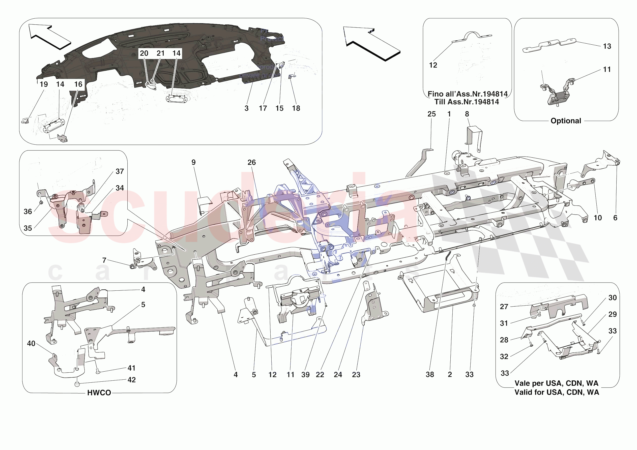DASHBOARD - SUBSTRUCTURE -NOT FOR RHD- of Ferrari Ferrari SF90 Stradale USA