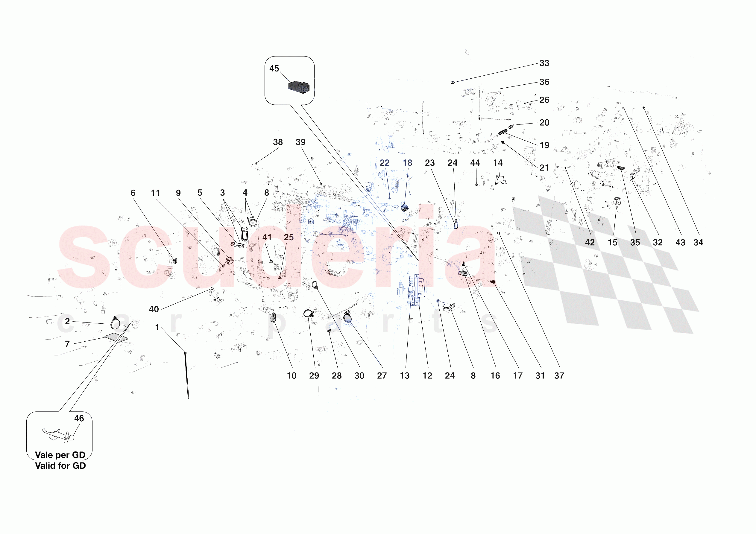 VARIOUS FASTENINGS FOR THE ELECTRICAL SYSTEM of Ferrari Ferrari SF90 XX Spider Europe