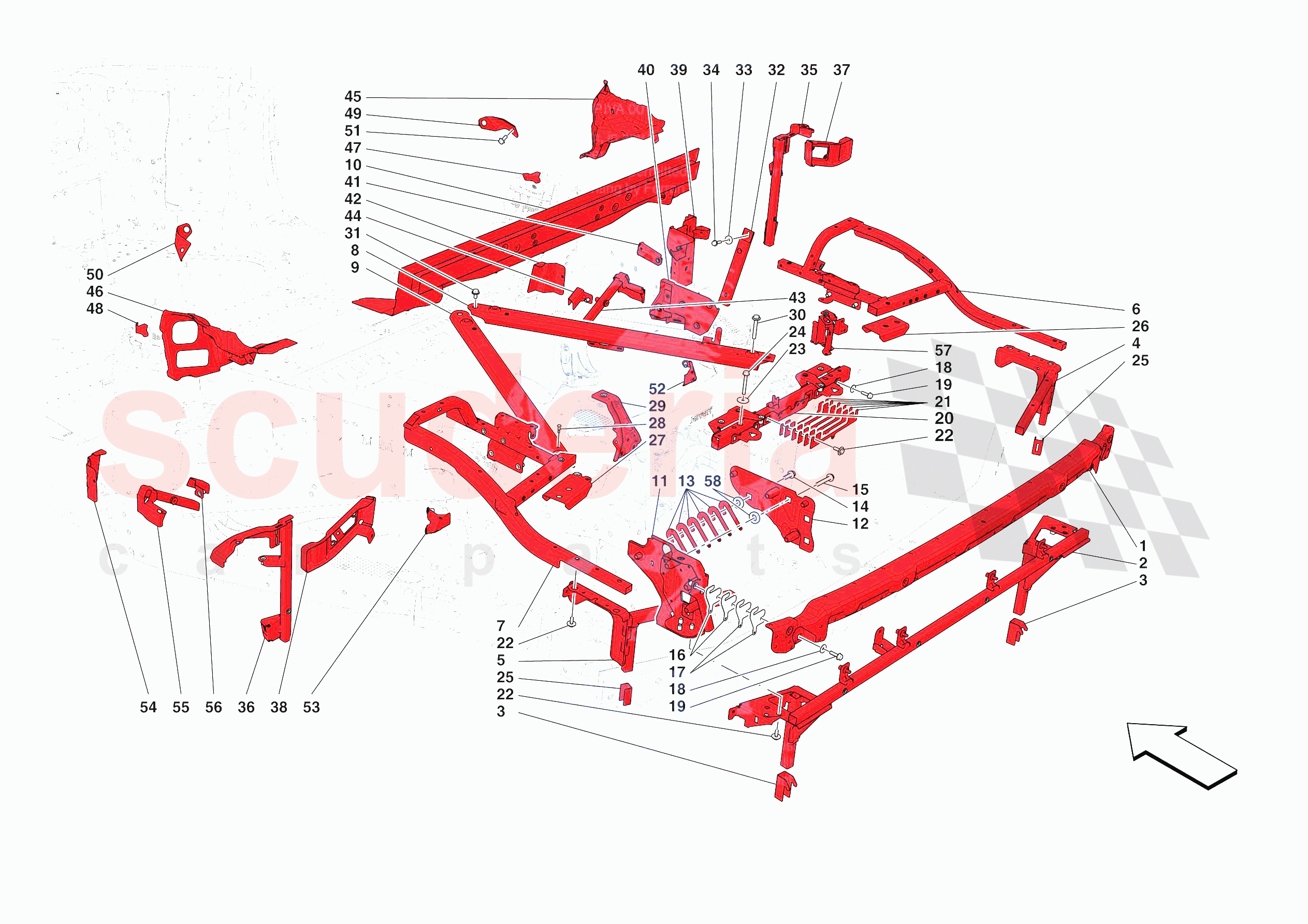 REAR SUBFRAME of Ferrari Ferrari SF90 XX Spider Europe RH