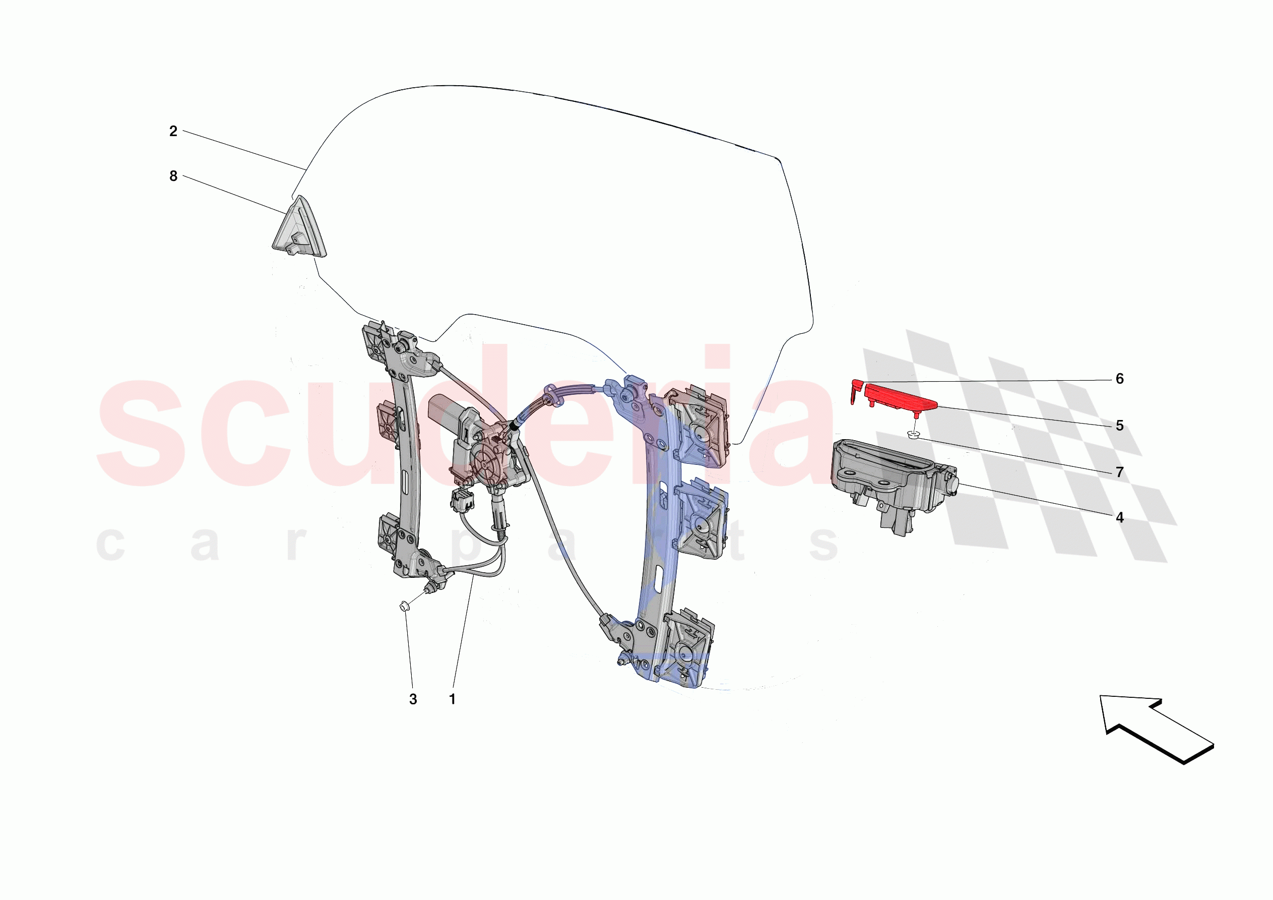 DOORS - WINDOW AND WINDOW LIFTER of Ferrari Ferrari SF90 XX Spider Europe RH
