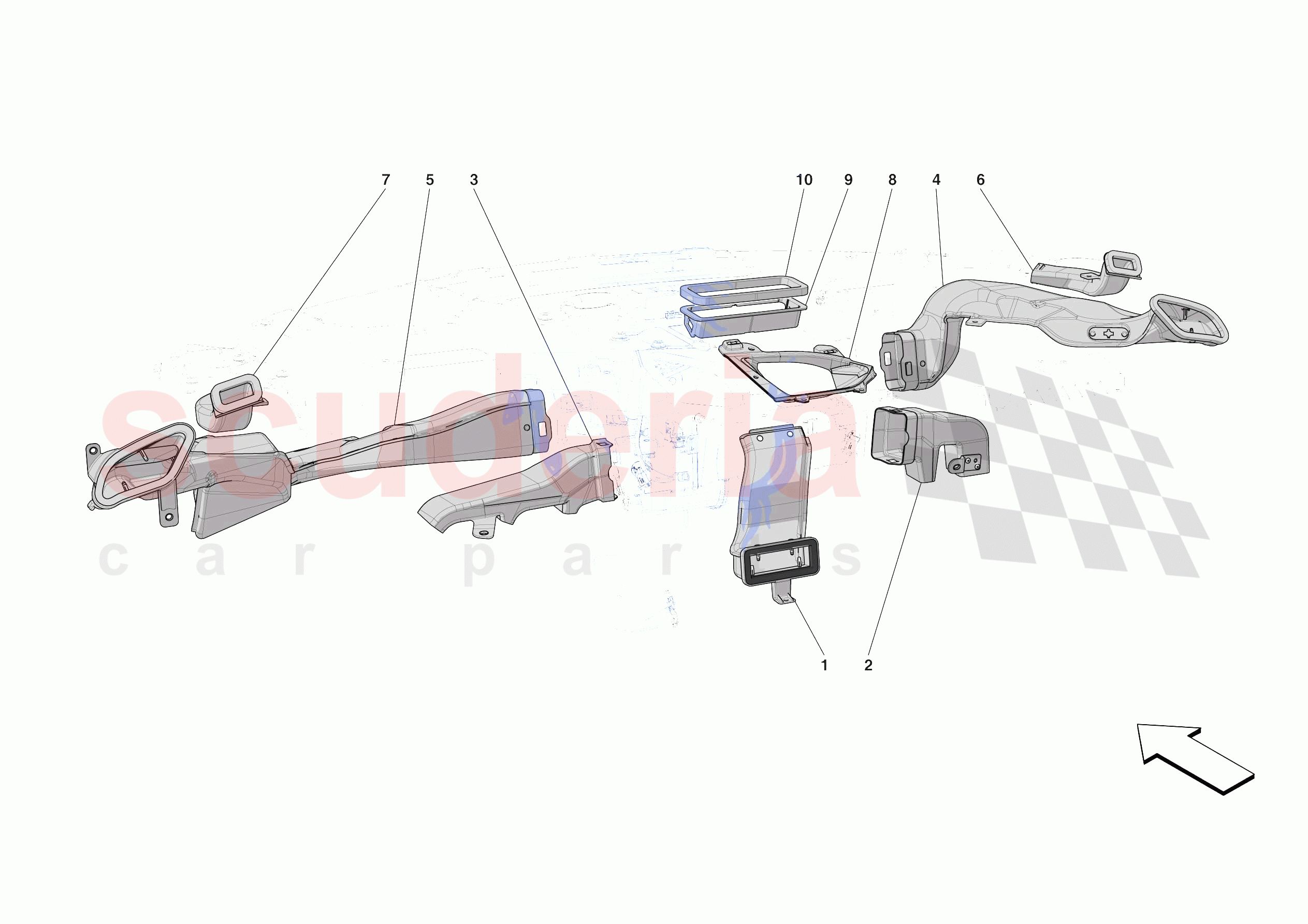 DASHBOARD - DUCTS -NOT FOR RHD- of Ferrari Ferrari SF90 XX Spider Europe RH