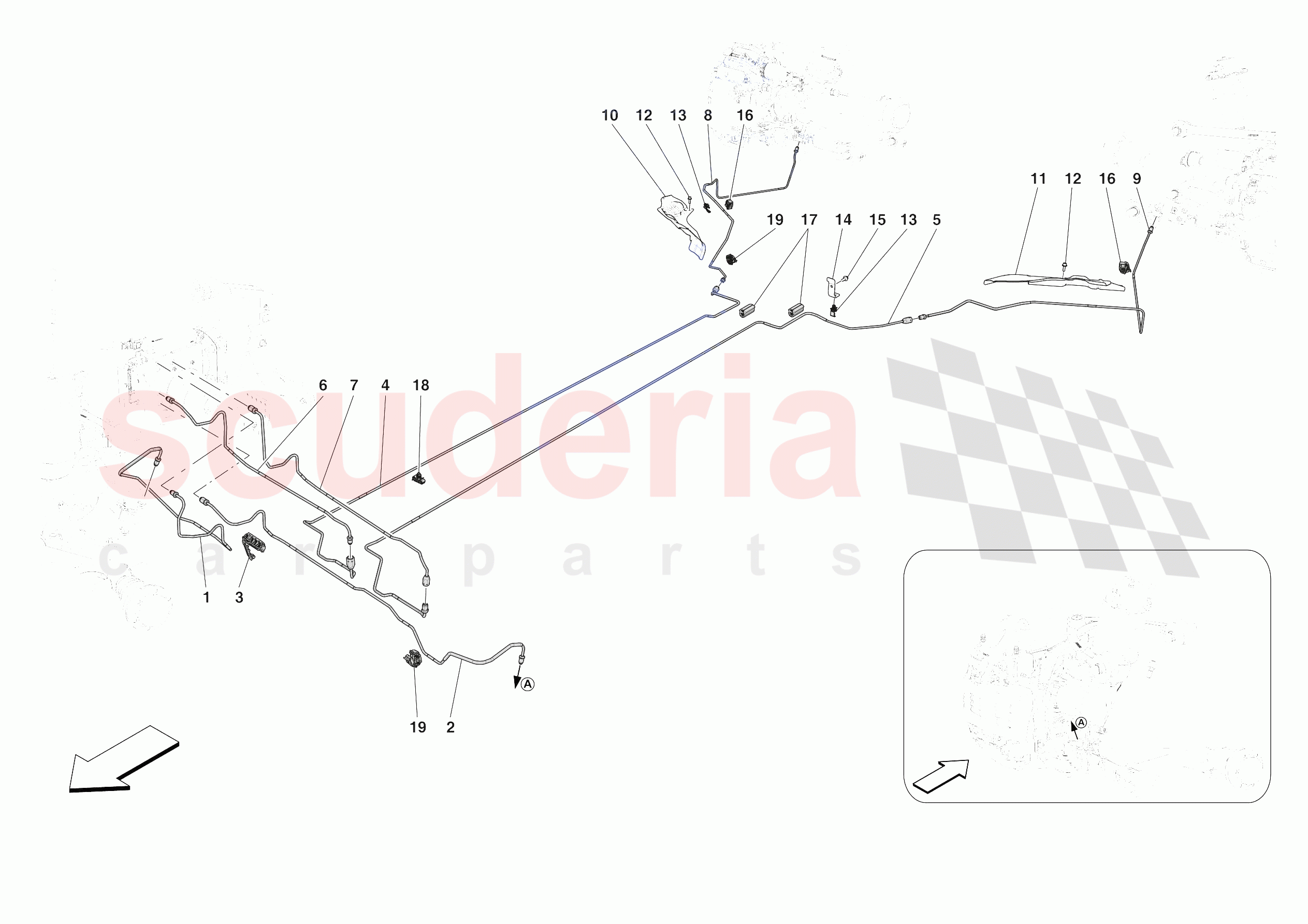 HYDRAULIC BRAKE CONTROL PIPES -APPLICABLE FOR RHD- of Ferrari Ferrari SF90 XX Stradale Europe