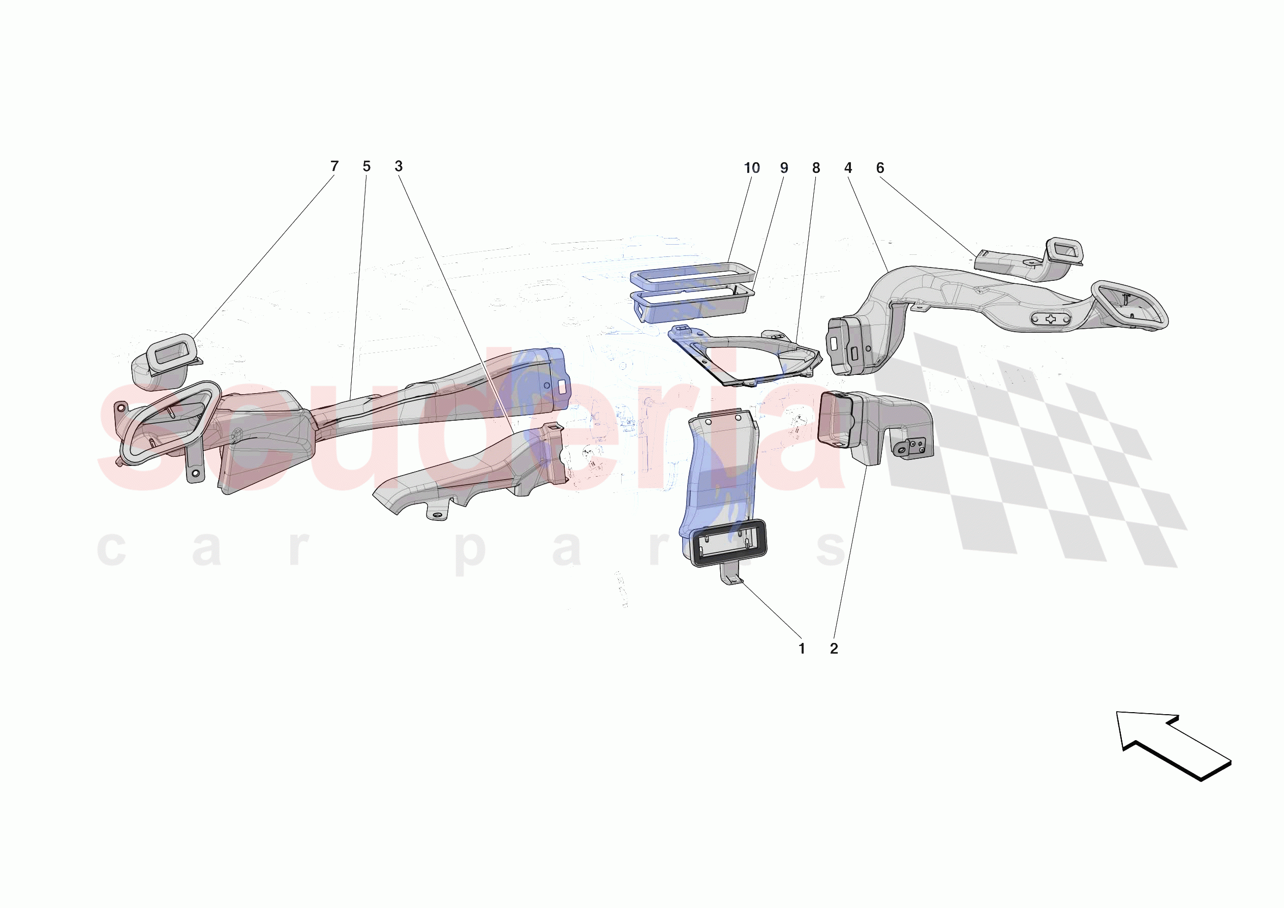 DASHBOARD - DUCTS -NOT FOR RHD- of Ferrari Ferrari SF90 XX Stradale Europe