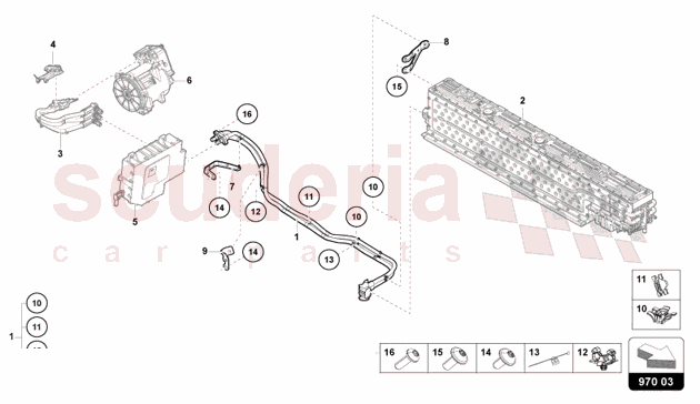 VOLTAGE WIRING SET FOR HIGH-VOLTAGE BATTERY AND POWER ELECTRONICS REAR of Lamborghini Lamborghini Revuelto Coupe