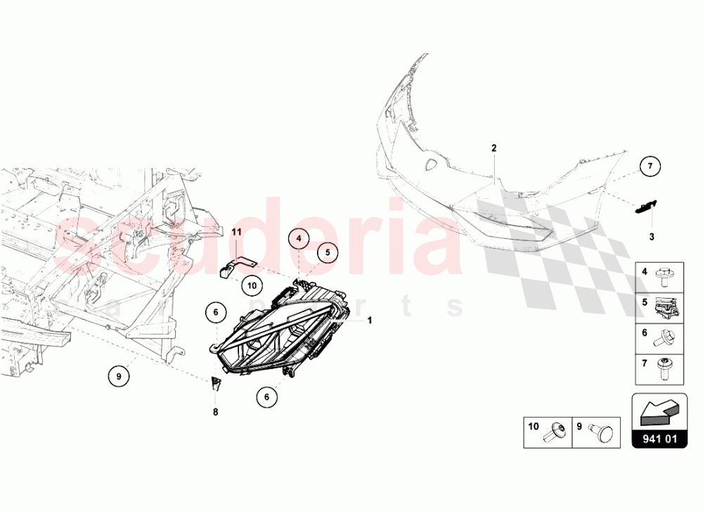 FRONT LIGHTS of Lamborghini Lamborghini Huracan LP610 Coupe