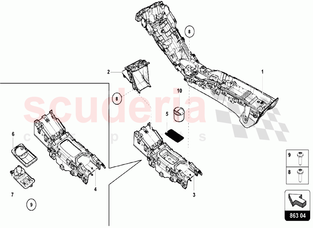Inner Door Trims - Front Tunnel of Lamborghini Lamborghini Huracan LP580 Coupe