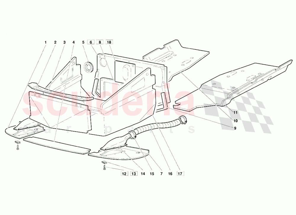 Frame Floor Panels (Valid for June 1992 Version) of Lamborghini Lamborghini Diablo (1990-1998)