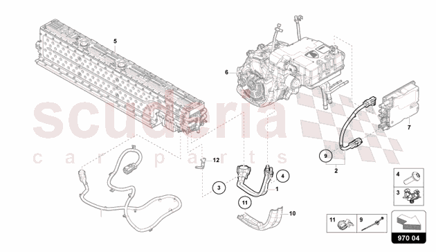 VOLTAGE WIRING SET FOR HIGH-VOLTAGE BATTERY AND POWER ELECTRONICS of Lamborghini Lamborghini Revuelto Coupe