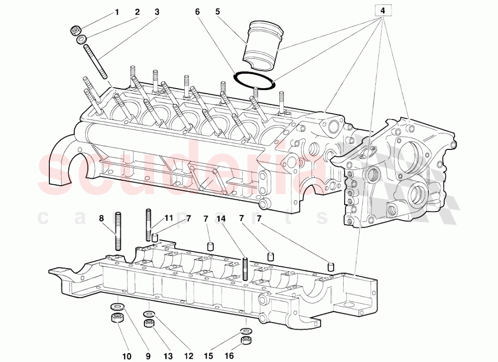 Crankcase and Lower Mounting (Valid for June 1992 Version) of Lamborghini Lamborghini Diablo (1990-1998)