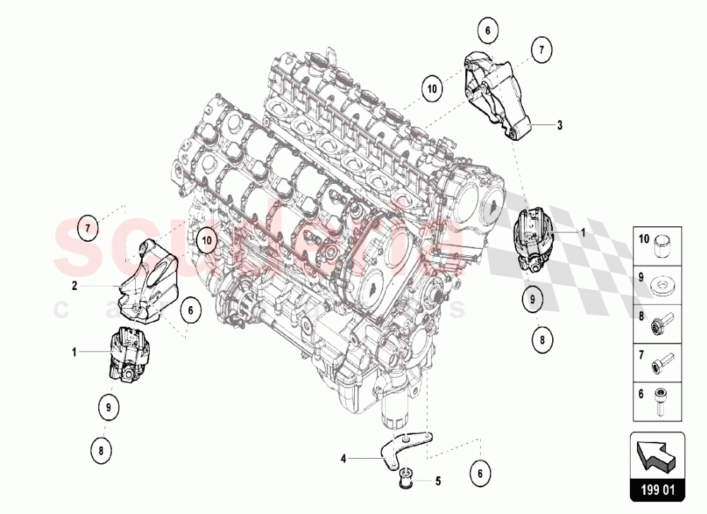 Securing Parts For Engine of Lamborghini Lamborghini Aventador LP740 S