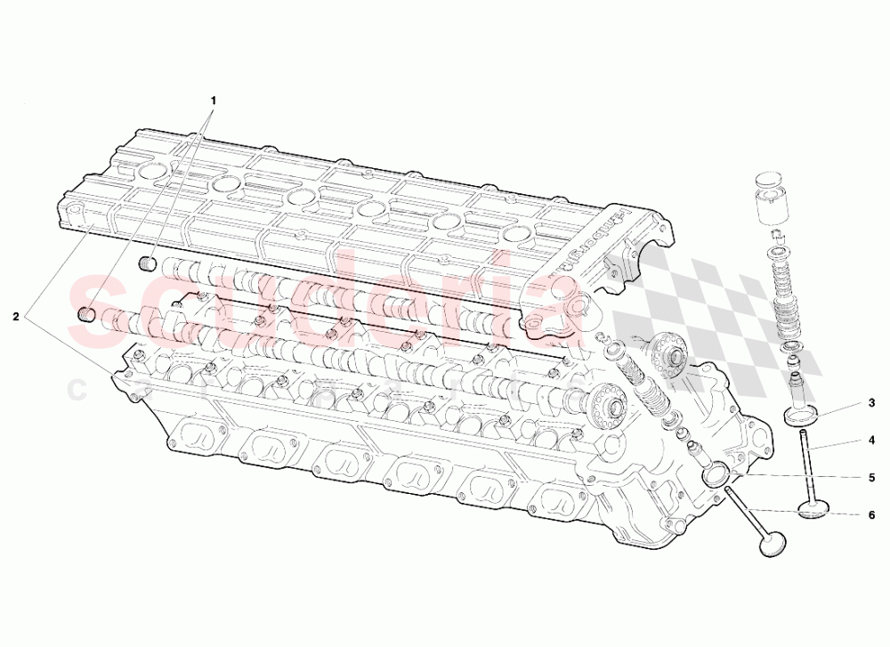 Right Cylinder Head (Valid for USA - January 1995) of Lamborghini Lamborghini Diablo SE30 (1993-1995)