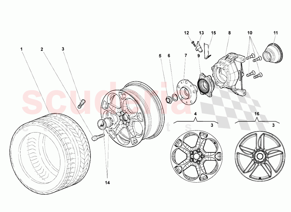 FRONT WHEEL AND HUB CARRIER of Lamborghini Lamborghini Murcielago