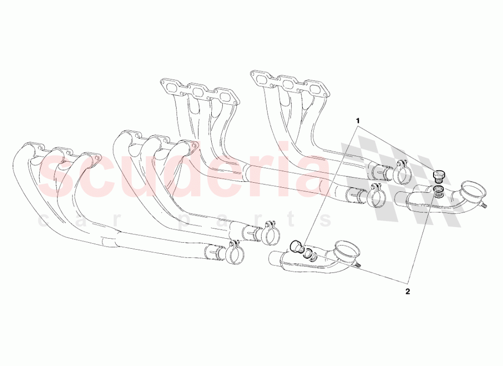 Exhaust System (Valid for South Africa - R.H.D. - March 1997) of Lamborghini Lamborghini Diablo SV (1995-1997)