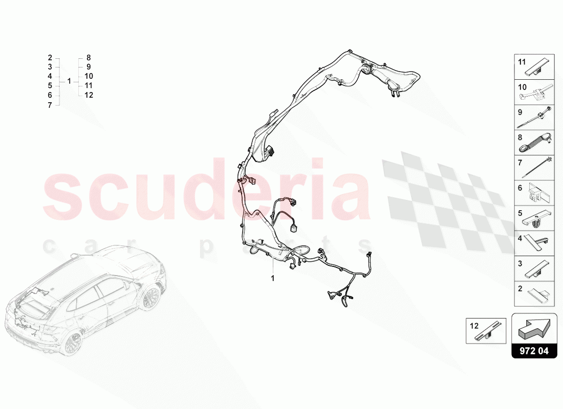 CABLE SET FOR TAILGATE of Lamborghini Lamborghini Urus (2018-2019)