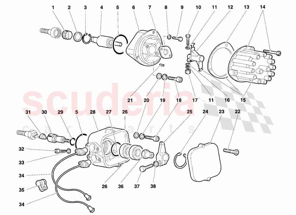 Ignition Distributor and Phase Sensors of Lamborghini Lamborghini Diablo VT (1993-1998)