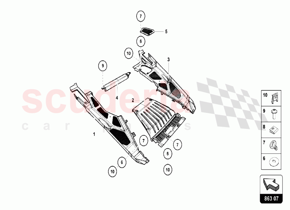 Inner Door Trims - Engine Bay Standard of Lamborghini Lamborghini Huracan LP580 Coupe