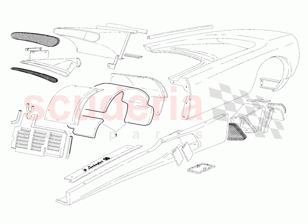 Body Elements (Valid for Switzerland - January 1995) of Lamborghini Lamborghini Diablo SE30 (1993-1995)