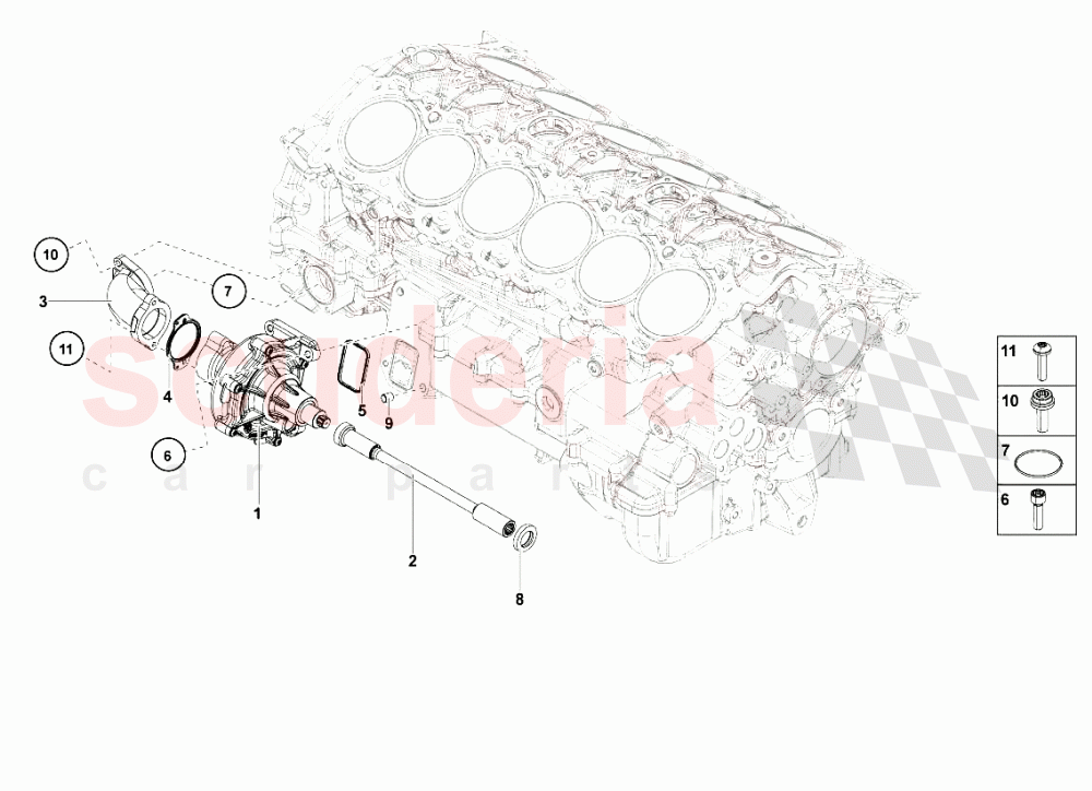 Water Pump of Lamborghini Lamborghini Aventador LP700 Coupe