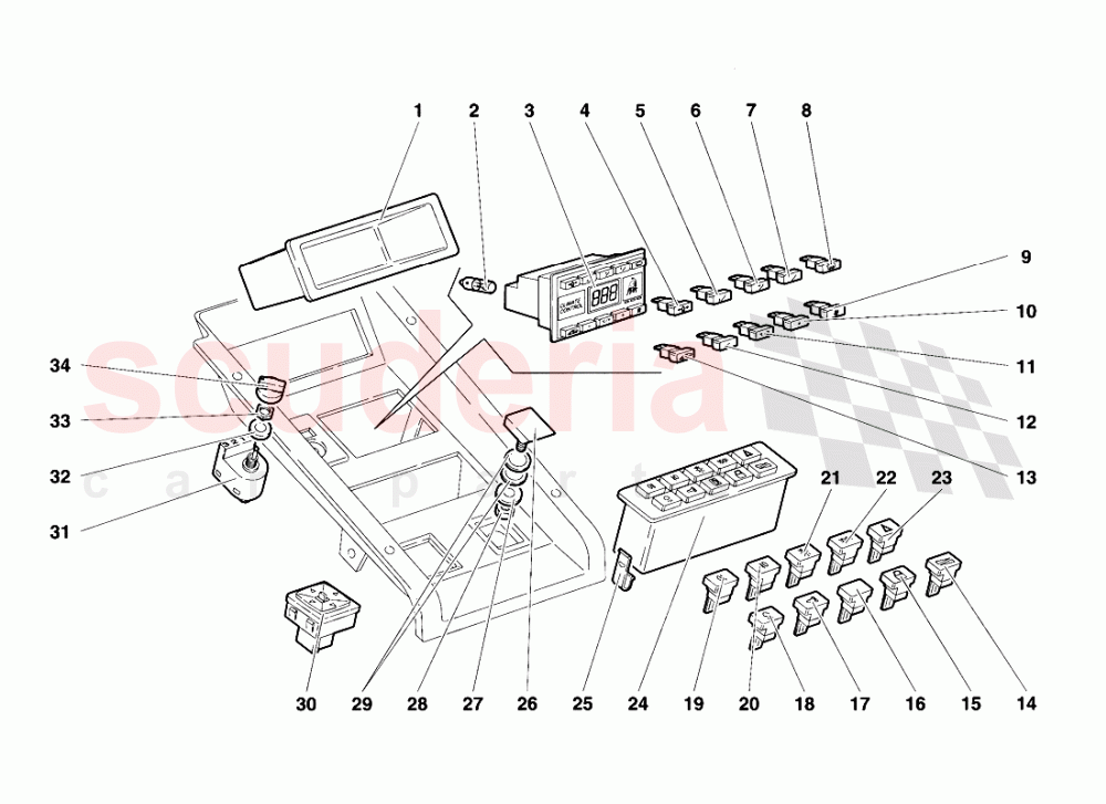Tunnel Panel Instruments of Lamborghini Lamborghini Diablo SE30 (1993-1995)