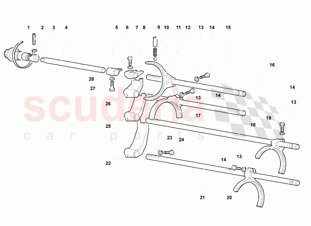 GEARBOX SHIFTING RODS AND FORKS of Lamborghini Lamborghini Murcielago