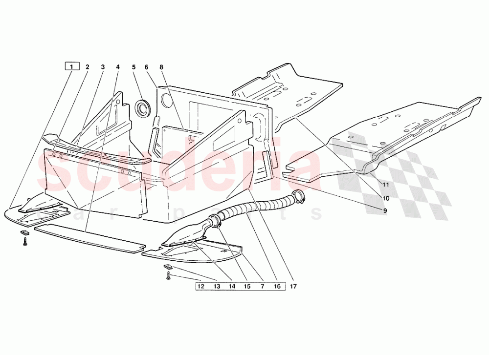 Frame Floor Panels (Valid for October 1991 Version) of Lamborghini Lamborghini Diablo (1990-1998)