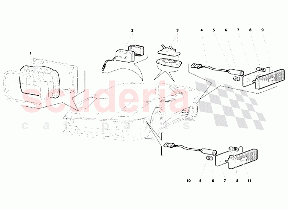 Lights (Valid for Canada Version - April 1994) of Lamborghini Lamborghini Diablo VT (1993-1998)