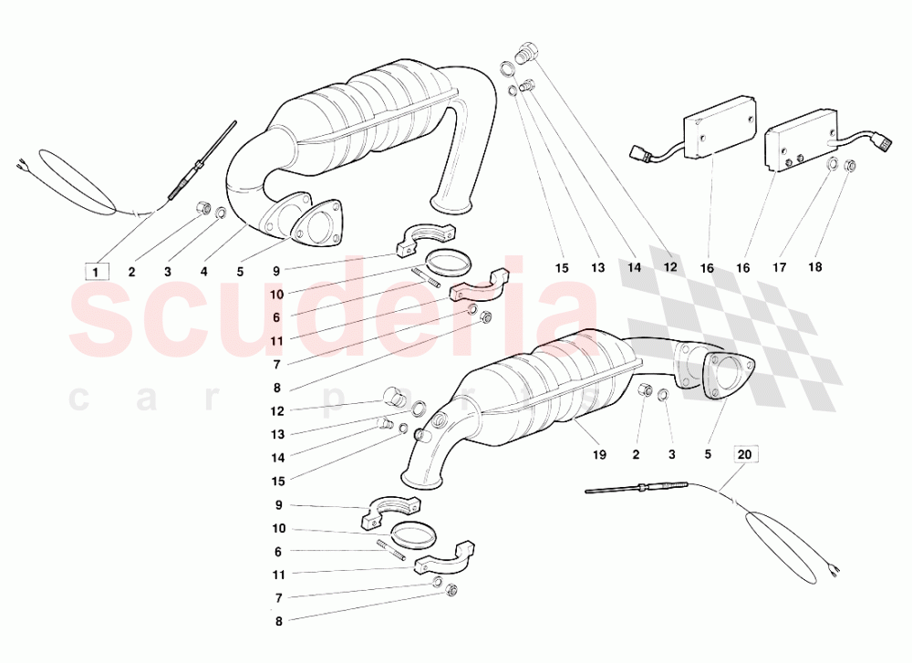 Exhaust System (Valid for June 1992 Version) 2 of Lamborghini Lamborghini Diablo (1990-1998)
