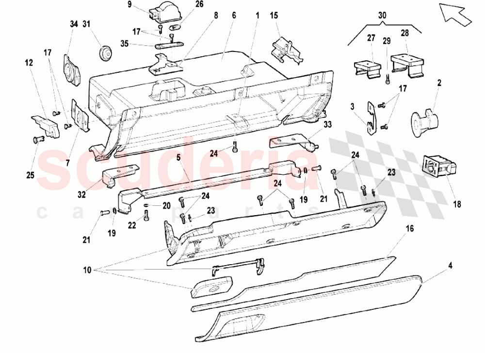 Inner Equipment - Glove Compartment of Lamborghini Lamborghini Gallardo LP550 Coupe