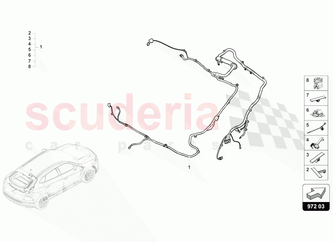 CABLE SET FOR TAILGATE of Lamborghini Lamborghini Urus (2018-2019)