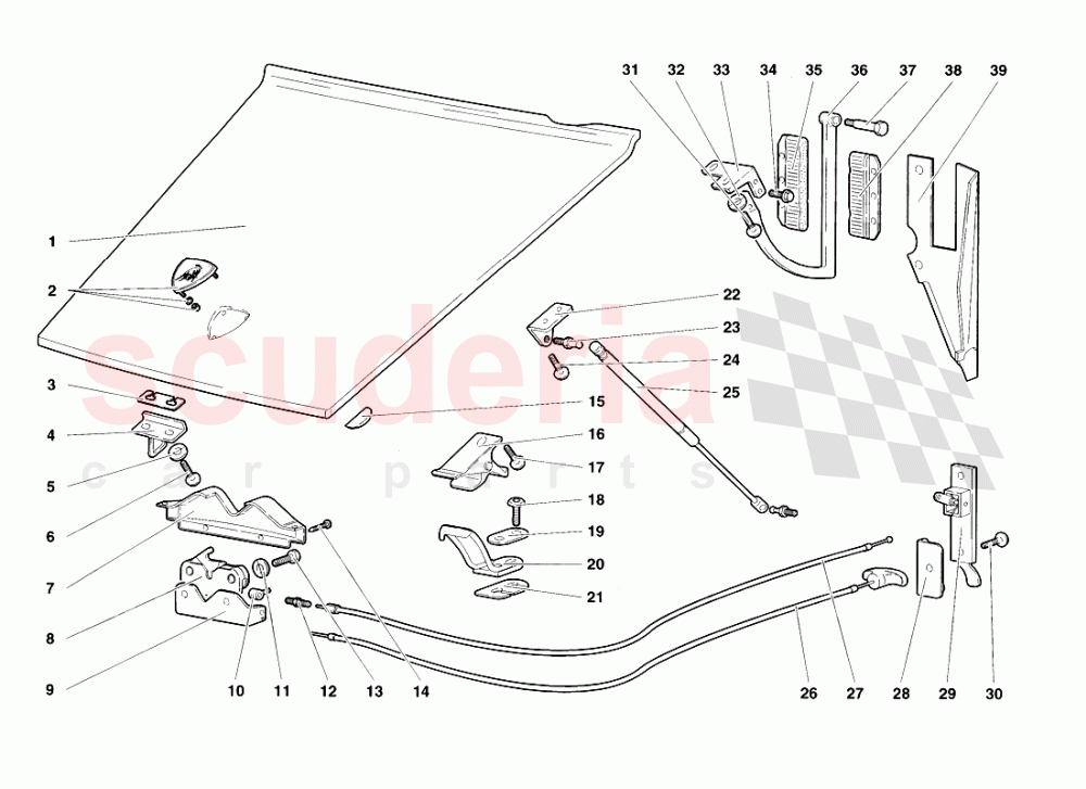 Front Hood of Lamborghini Lamborghini Diablo VT Roadster (1998-2000)